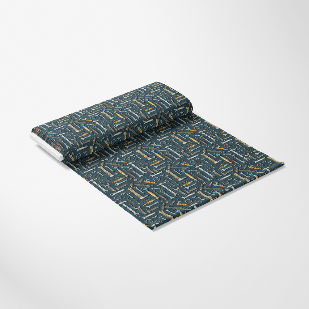 - Tool Shop Pattern 11 Quilting Cotton Fabric
- navy blue background
- tool illustrations
- wrenches, hammers, screwdrivers
- orange, gray, yellow accents
- sewing material
- crafting textile
- cotton fabric
- quilting design
- industrial theme
- workshop motif
- detailed print
- merchant fabric roll