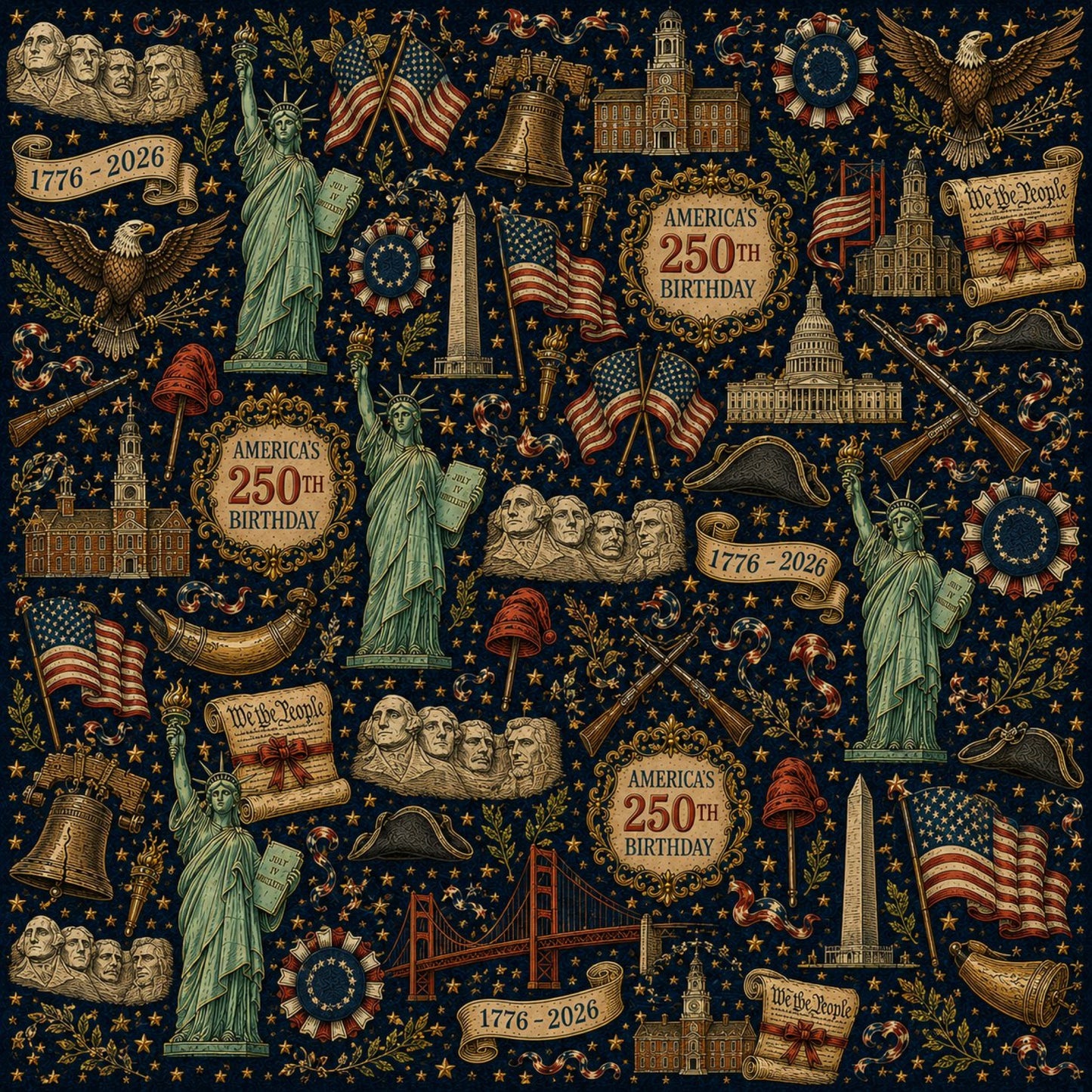 250th Anniversary Pattern 35 Quilting Cotton Fabric