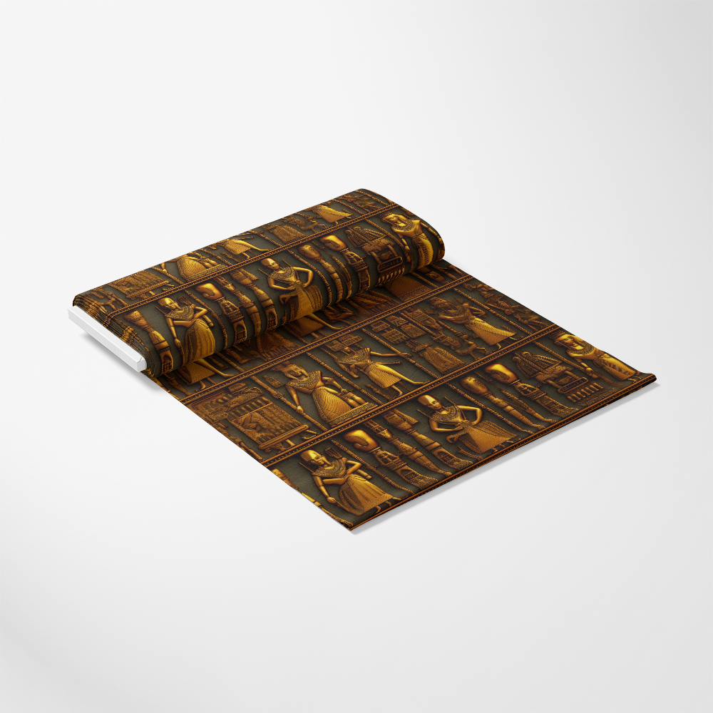 - 2D Ancient Egypt Pattern 2 Quilting Cotton Fabric
- brown background
- gold and black colors
- Egyptian hieroglyphs
- pharaohs and deities motifs
- vintage style
- traditional design
- textile yardage
- quilting cotton material
- heritage inspired fabric