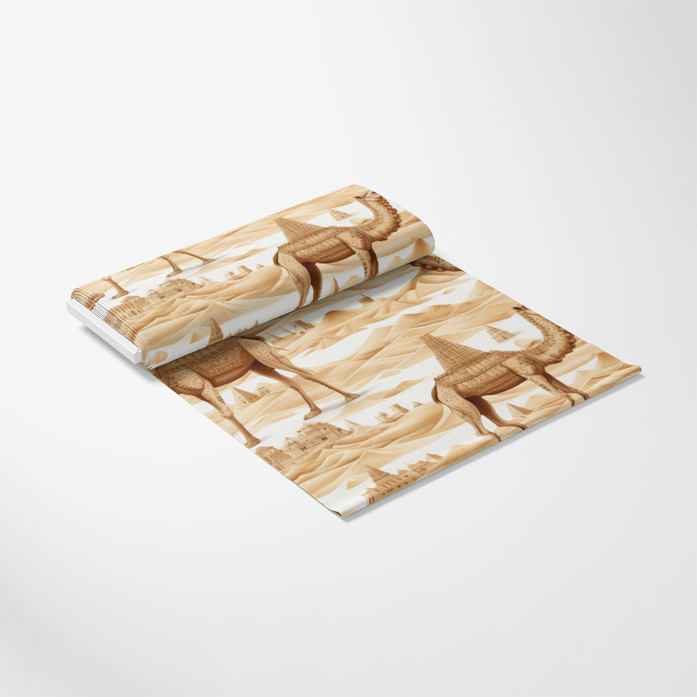 2D Ancient Egypt Pattern 9 Quilting Cotton Fabric, beige, brown, camel, desert, pyramids, camels, sandy, textile, cloth, quilting, cotton, fabric, traditional, vintage, Egyptian, art, design, yardage, soft, premium