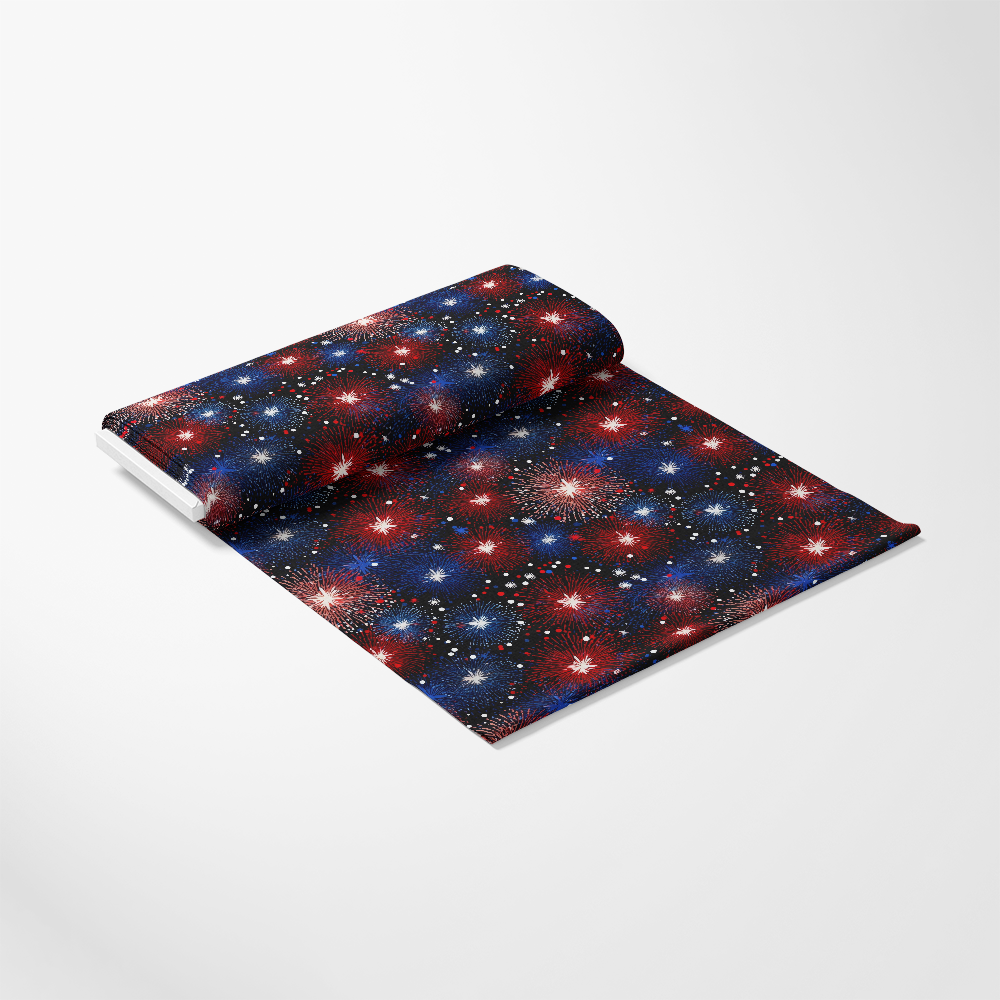 4th-of-July Glitter Pattern 1 Quilting Cotton Fabric with red, white, and blue colors, starburst, sparkle, patriotic design, fireworks, glitter effect, cotton textile, quilting fabric, holiday-themed material, festive print, premium quilting cotton, continuous yardage, USA made