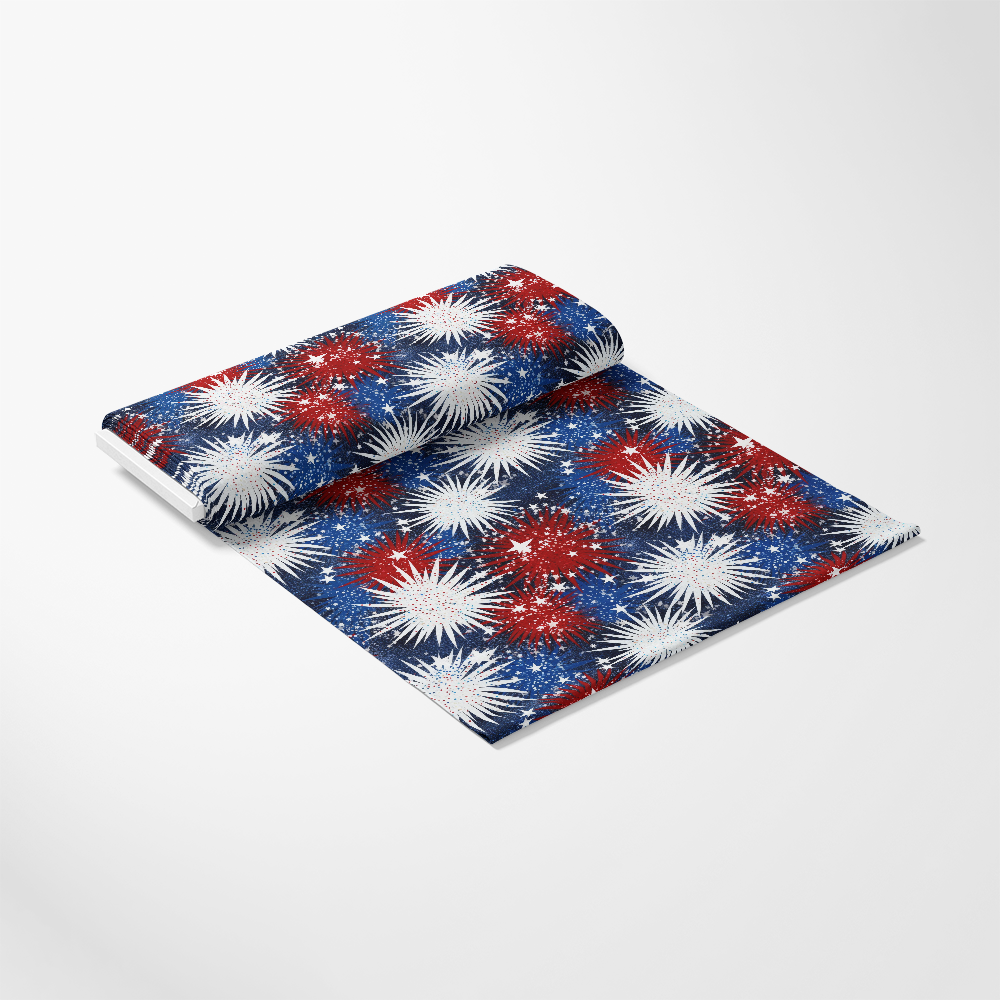 4th-of-July Glitter Pattern 6 Quilting Cotton Fabric, patriotic, red, white, blue, fireworks, stars, holiday, festive, textile, premium, soft, USA made, cotton, quilting, fabric, yardage, traditional print, celebratory design, American theme, craft, sewing material, vibrant colors