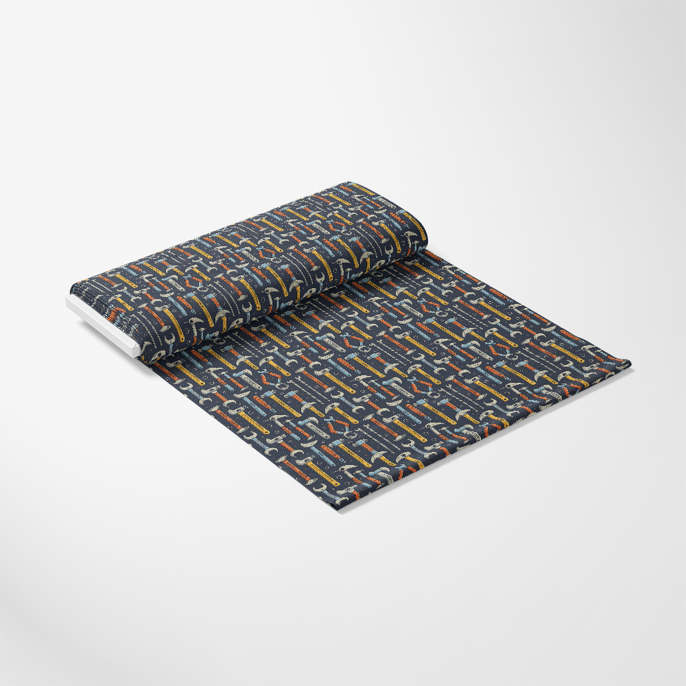 - Tool Shop Pattern 6 Quilting Cotton Fabric
- navy blue background
- multicolor tools motif
- orange, yellow, white, gray accents
- construction, workshop, hardware theme
- sewing, quilting, craft fabric
- cotton textile, durable material
- home decor, DIY projects
- rustic, industrial style