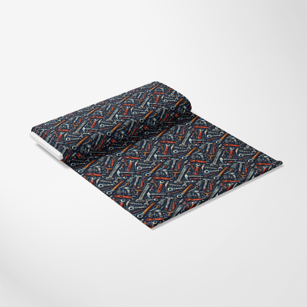 - Tool Shop Pattern 9 Quilting Cotton Fabric
- navy blue, dark blue
- orange, red accents
- tool-themed, wrench, hammer, screwdriver
- cotton fabric, quilting material
- textile, sewing, craft, yardage
- mechanical motifs, industrial design
- durable, smooth texture