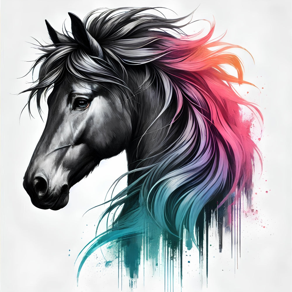 A Charcoal Horse Fabric Panel 2