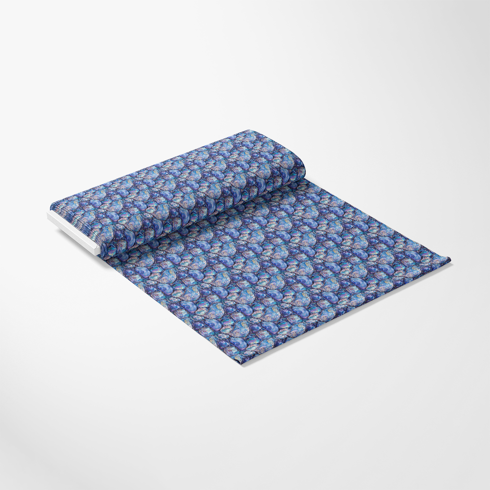 Abalones Pattern 1 Quilting Cotton Fabric, quilting, cotton, fabric, blue, purple, teal, sea shell design, marine pattern, textile, yardage, soft, smooth, vibrant colors, premium cotton, traditional print, eco-friendly, USA made, sewing material, craft fabric