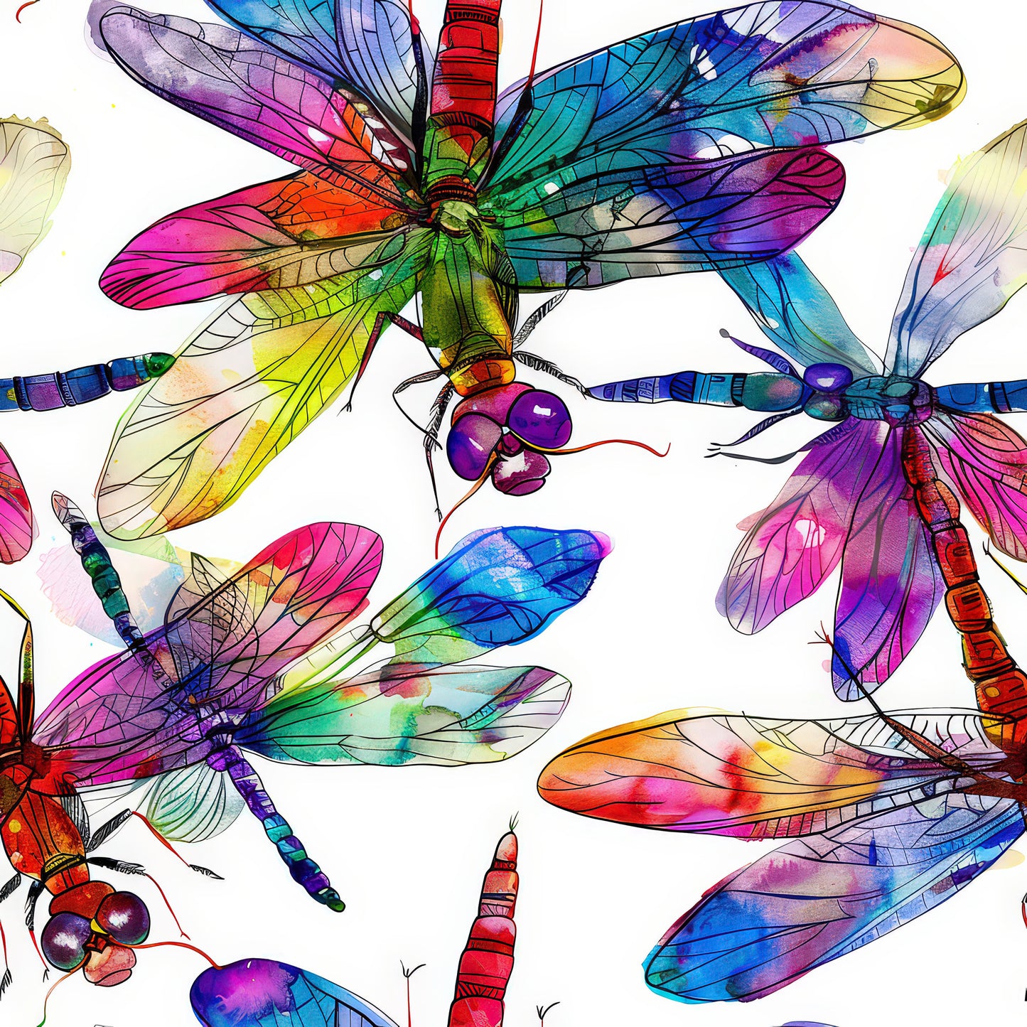 Alcohol Ink Dragonfly Pattern 9 Quilting Cotton Fabric