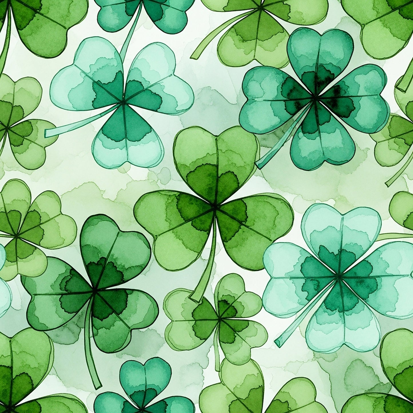 Alcohol Ink Shamrock Pattern 12 Quilting Cotton Fabric