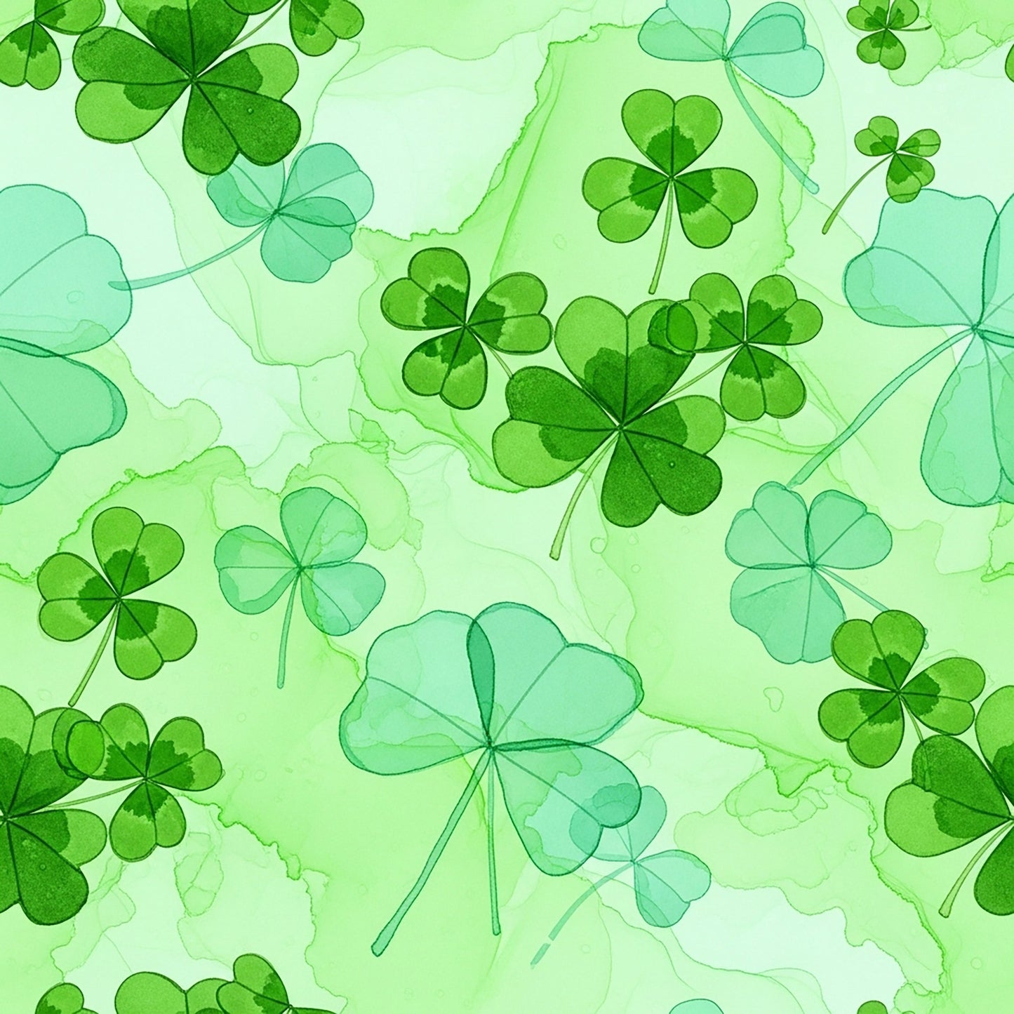 Alcohol Ink Shamrock Pattern 14 Quilting Cotton Fabric