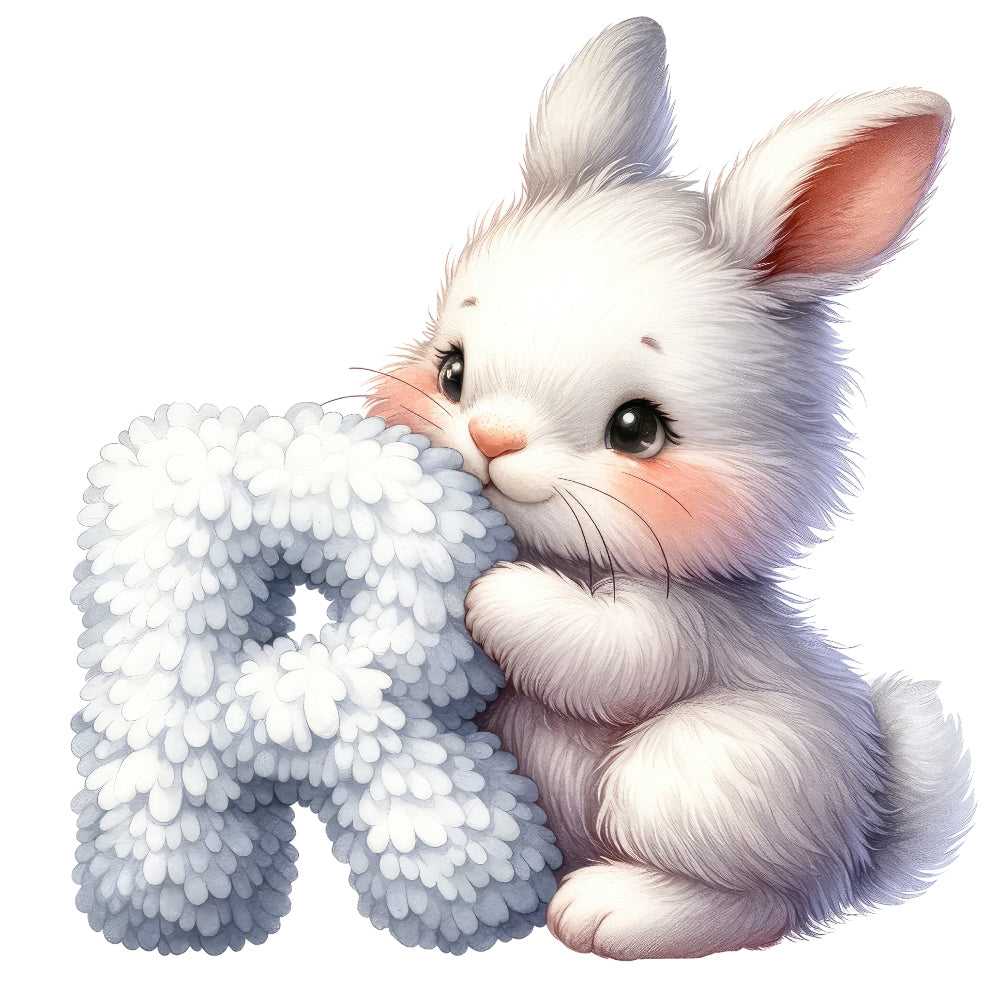 Animal Rabbit Letter R Fabric Panel