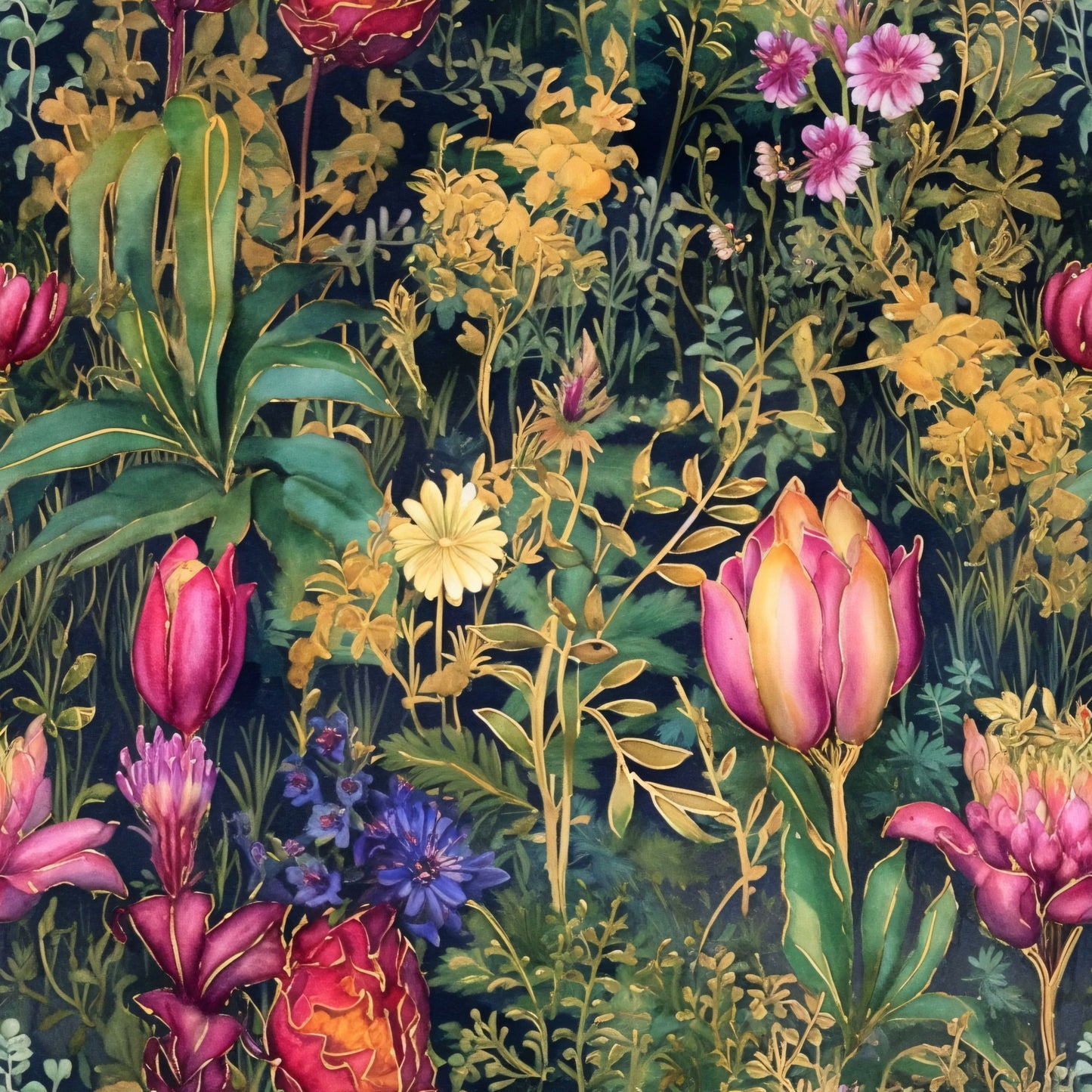 Artists Garden Wildflowers Floral Meadow Pattern 10 Quilting Cotton Fabric