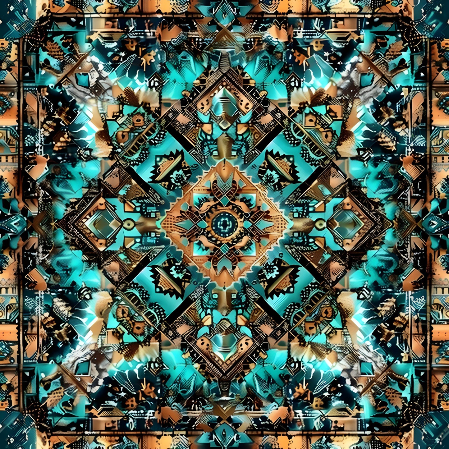 Aztec Turquoise Pattern 21 Quilting Cotton Fabric