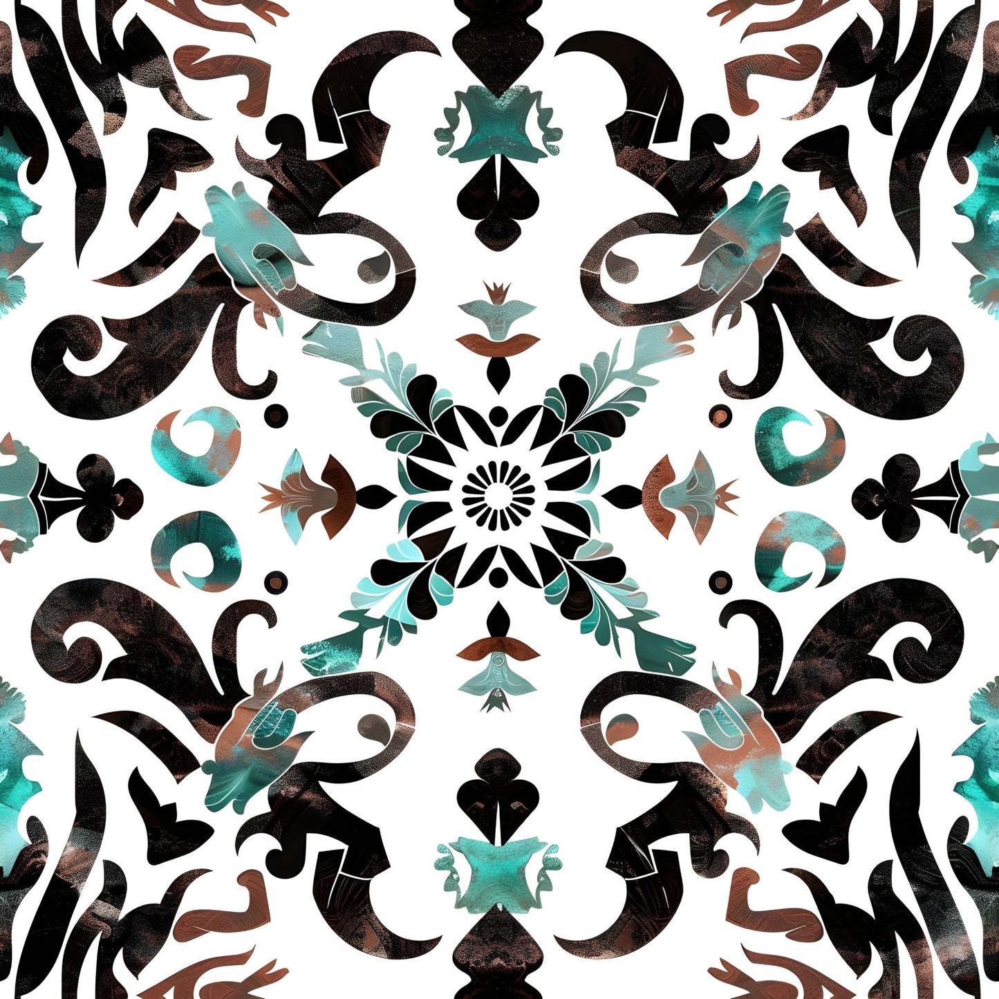 Aztec Turquoise Pattern 6 Quilting Cotton Fabric