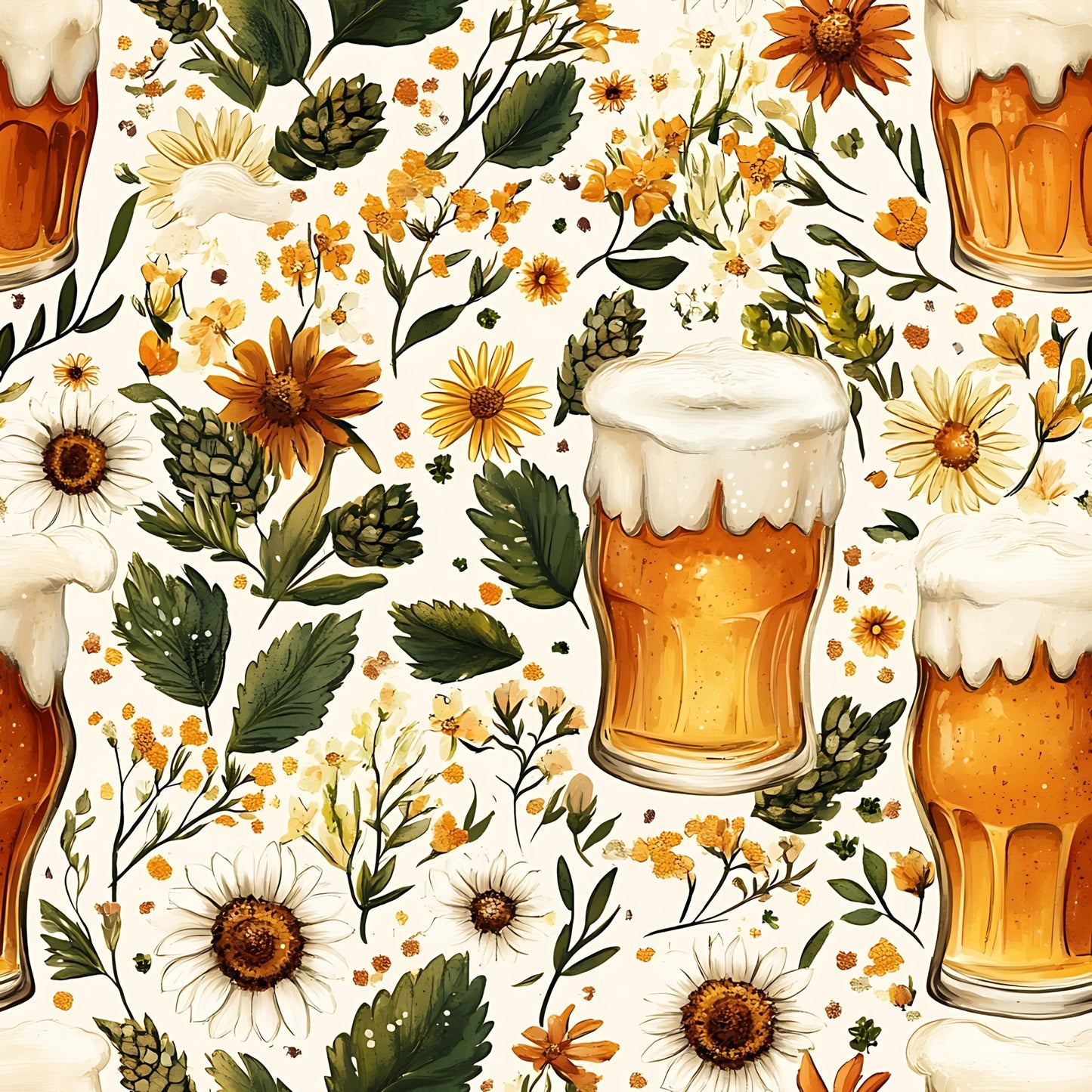 Beer Garden Florals Pattern 11 Quilting Cotton Fabric