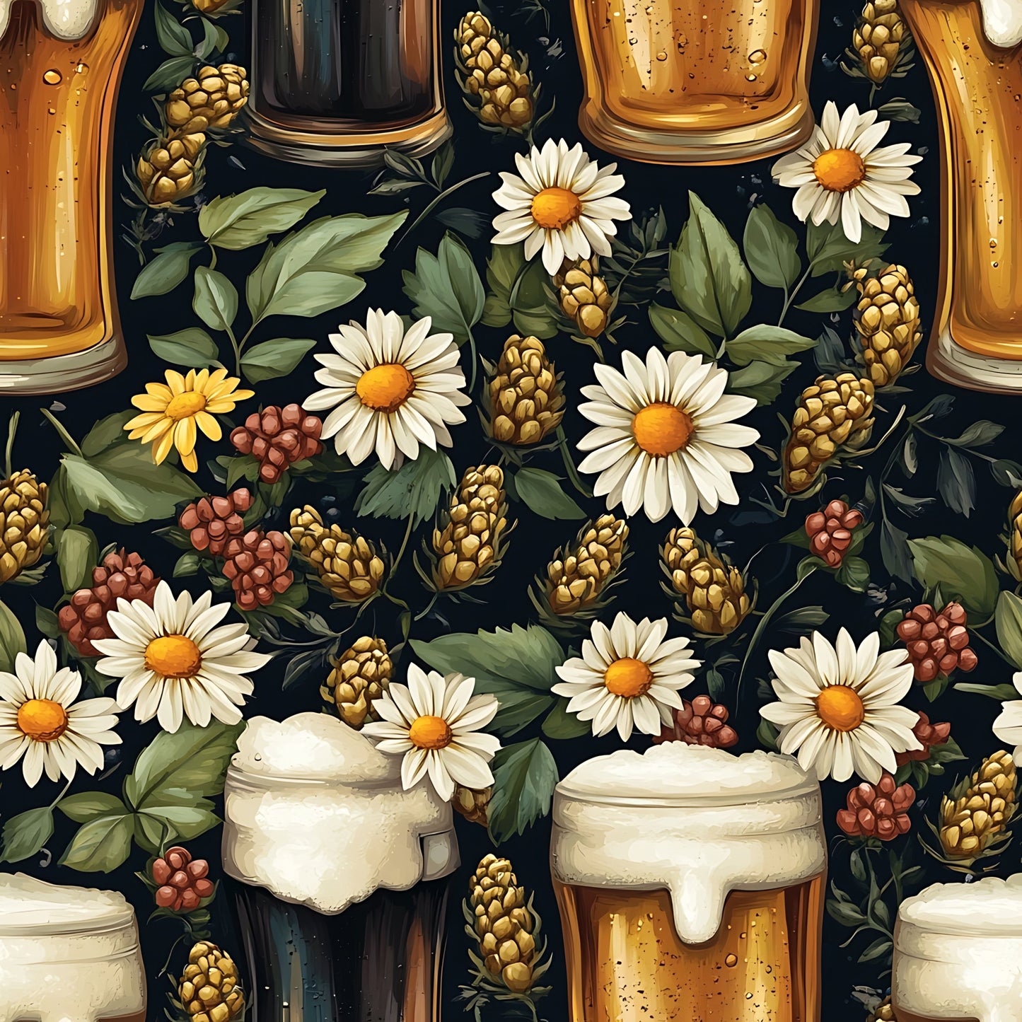 Beer Garden Florals Pattern 14 Quilting Cotton Fabric