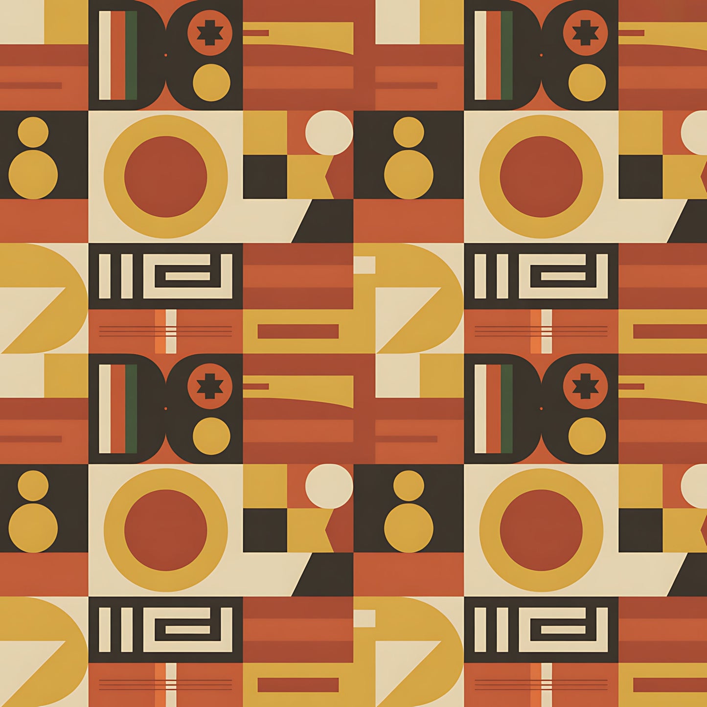 Black History Month Bauhaus Pattern 16 Quilting Cotton Fabric