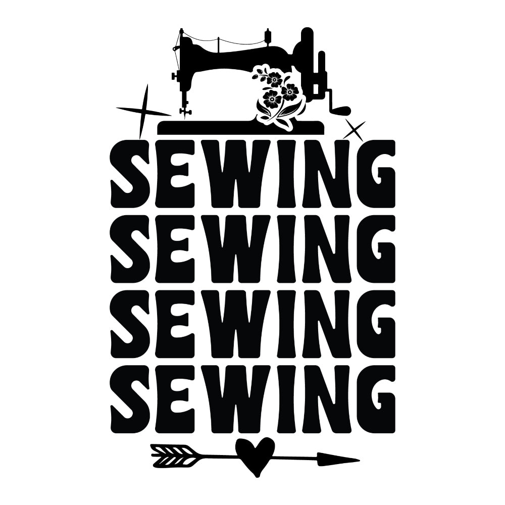 Black and White Sewing Sewing Sewing Fabric Panel