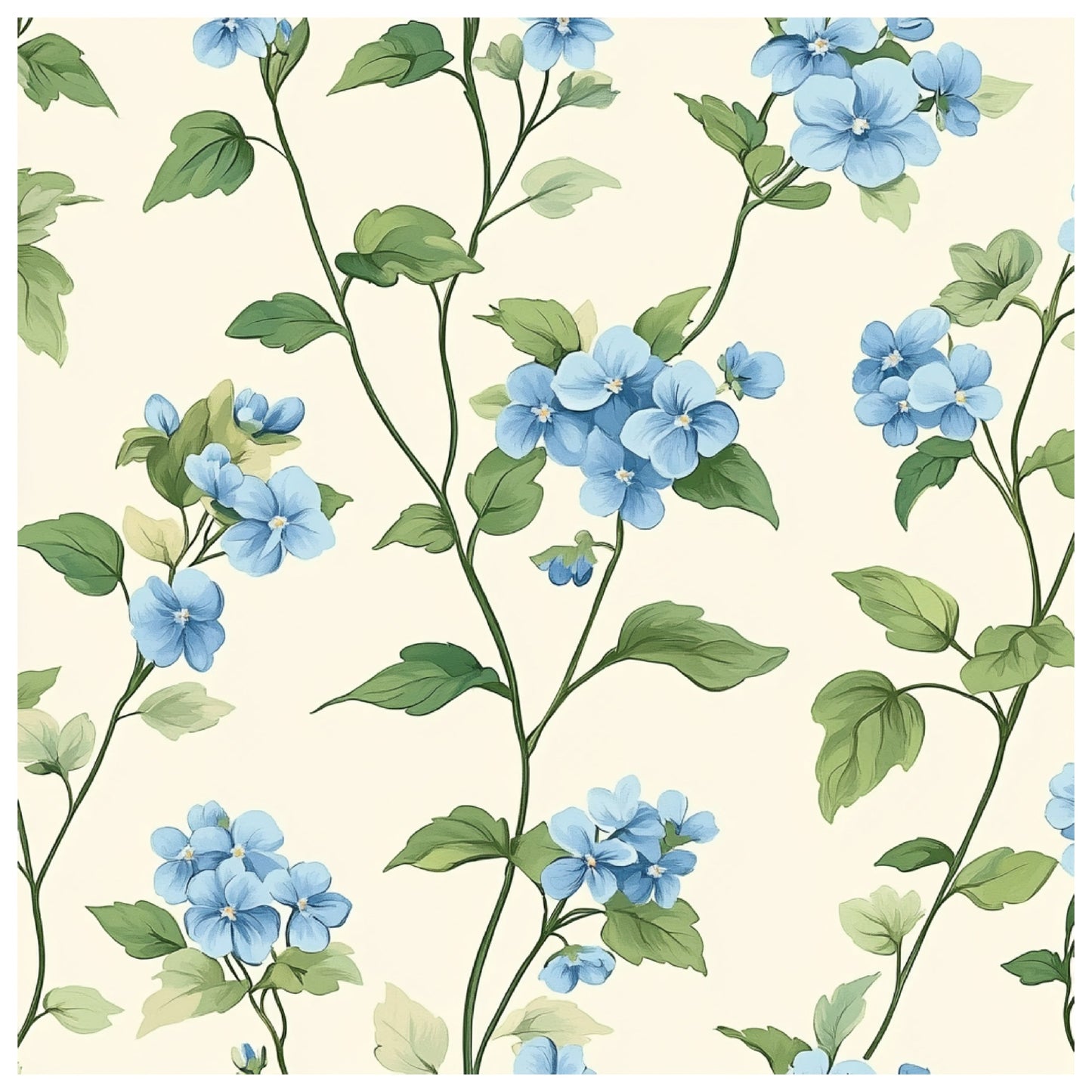 Blue Hydrangea Pastel Pattern 24 Quilting Cotton Fabric