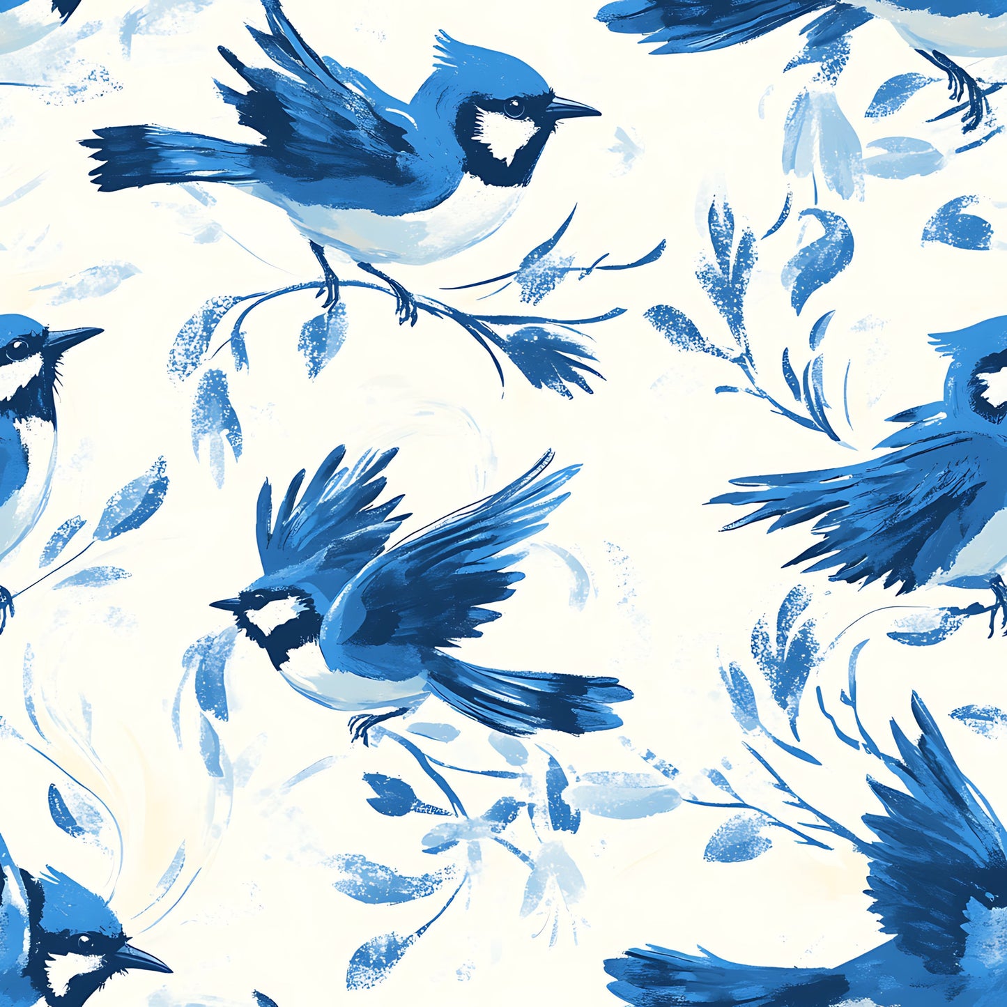 Blue Jay Feather Trails Pattern 10 Quilting Cotton Fabric
