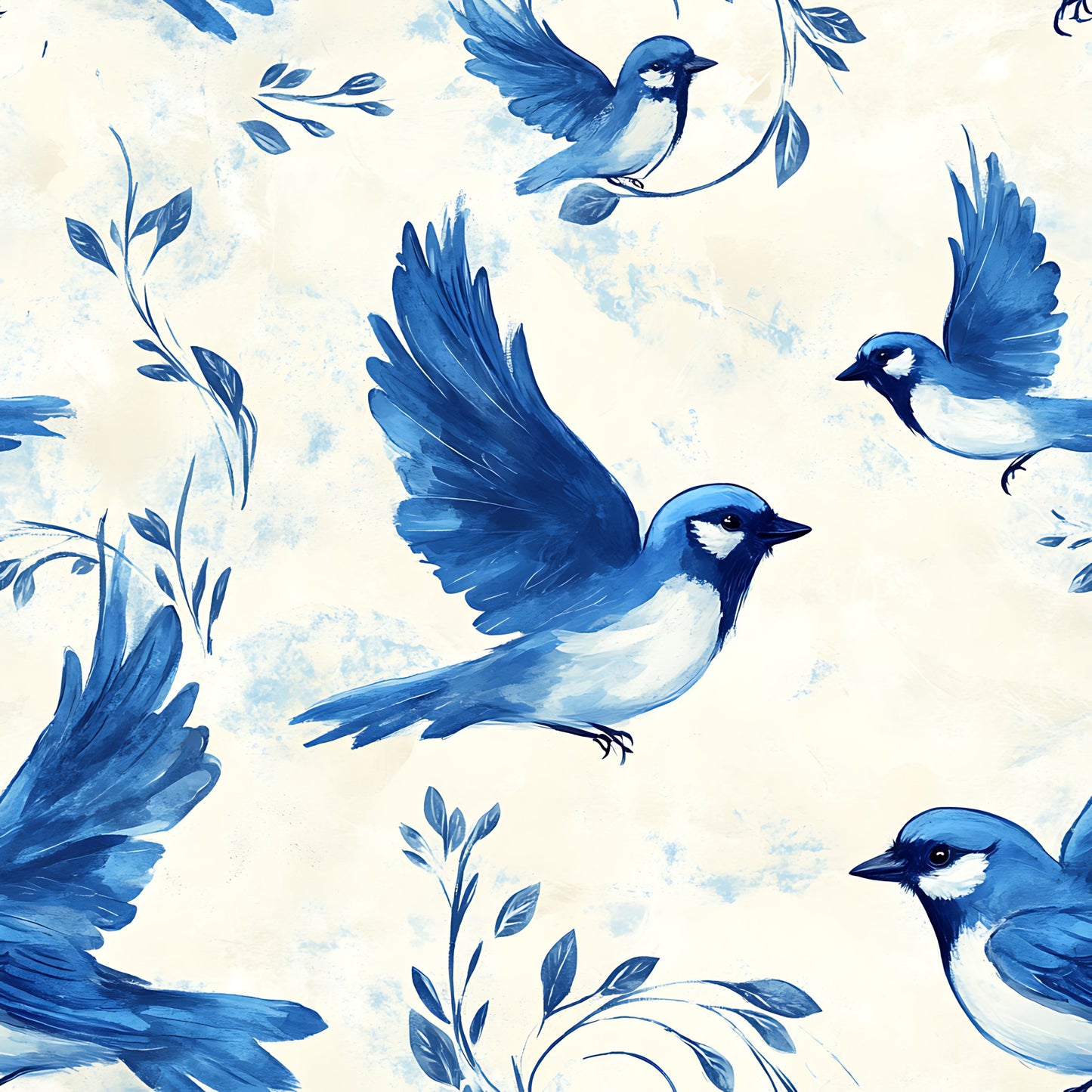 Blue Jay Feather Trails Pattern 20 Quilting Cotton Fabric