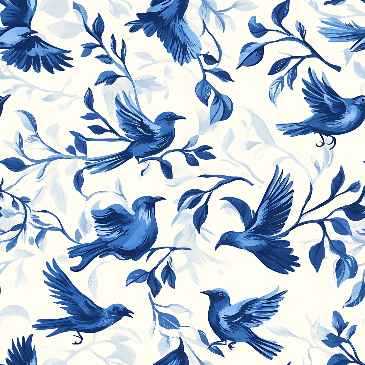 Blue Jay Feather Trails Pattern 5 Quilting Cotton Fabric