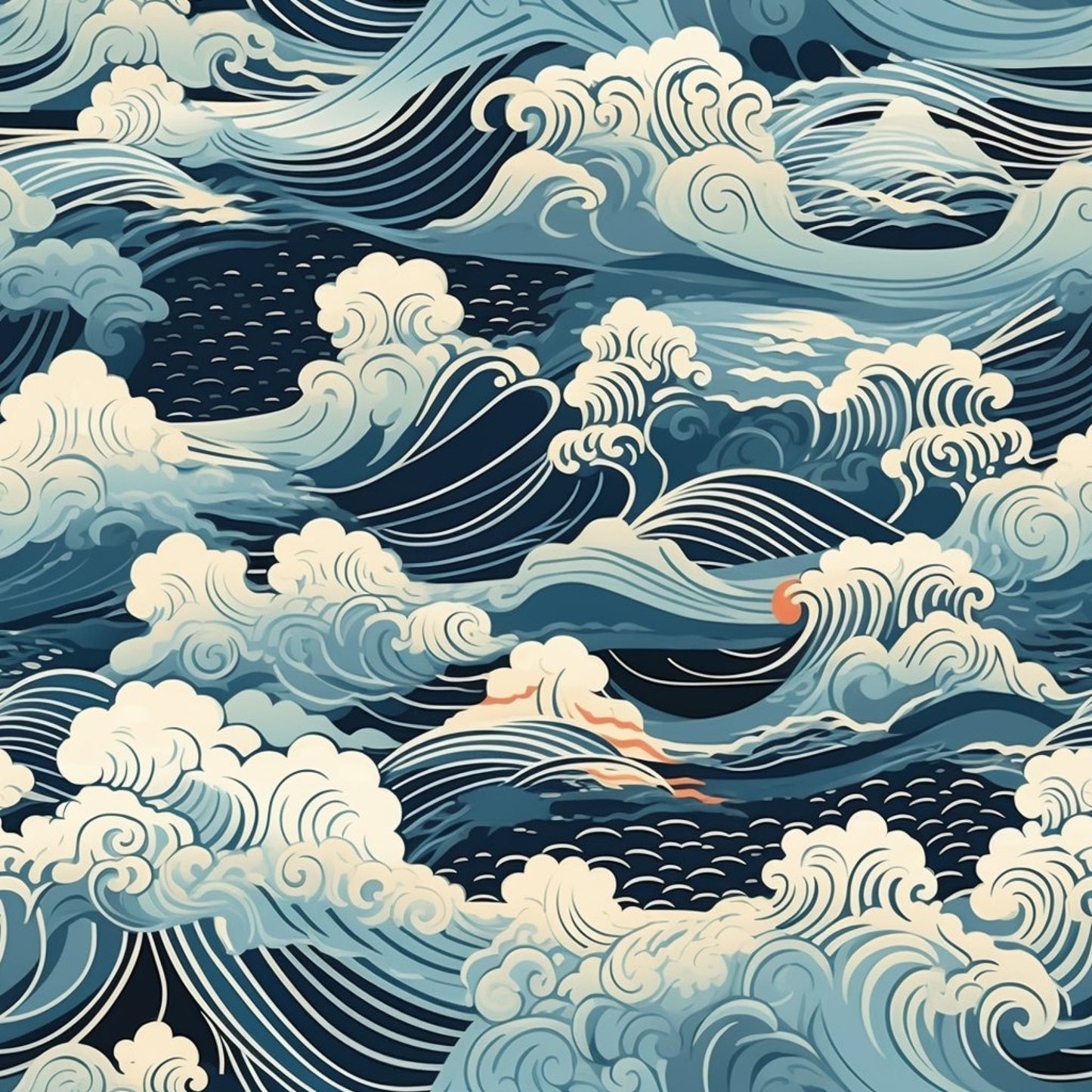 Blue Ocean Fishes Pattern 12 Quilting Cotton Fabric