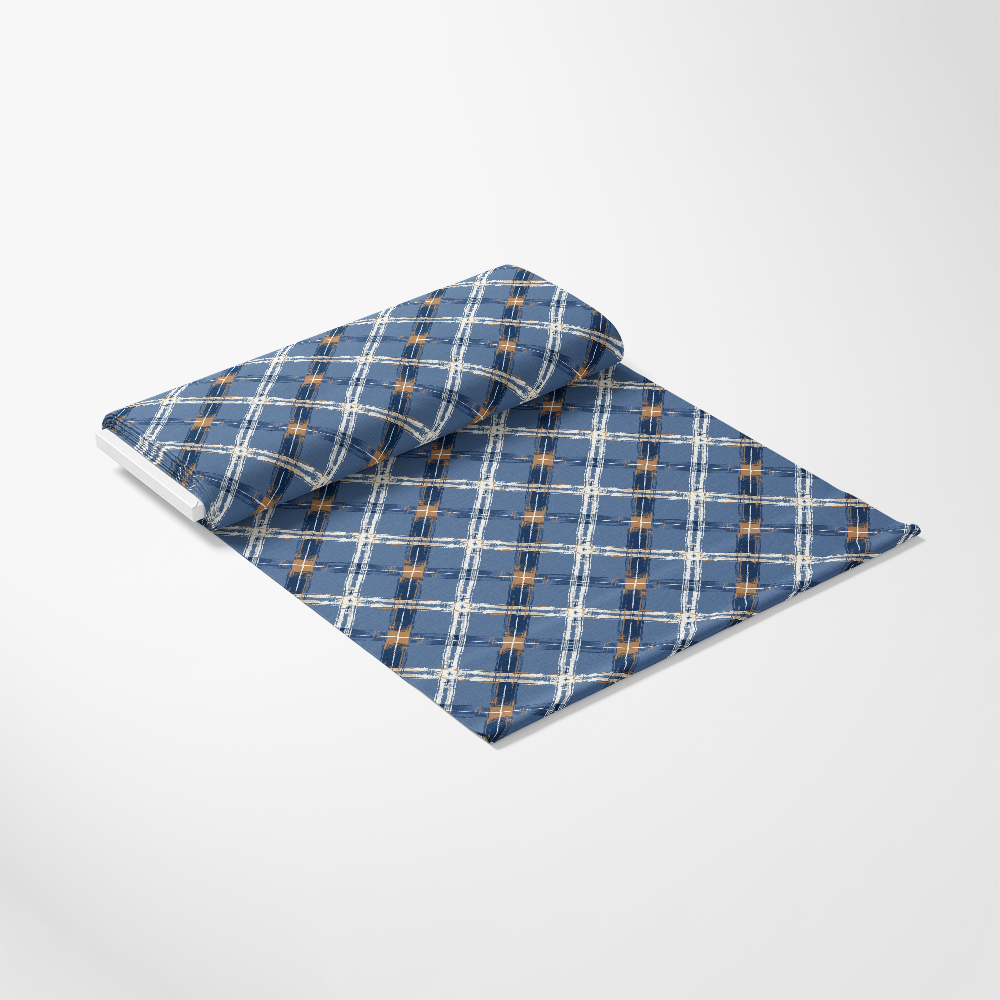 Blue and Brown Gingham Pattern 10 Quilting Cotton Fabric, quilting, cotton, fabric, blue, brown, gingham, plaid, checkered, yardage, textile, soft, premium, traditional, printed, seamless, sewing, craft, material, USA made