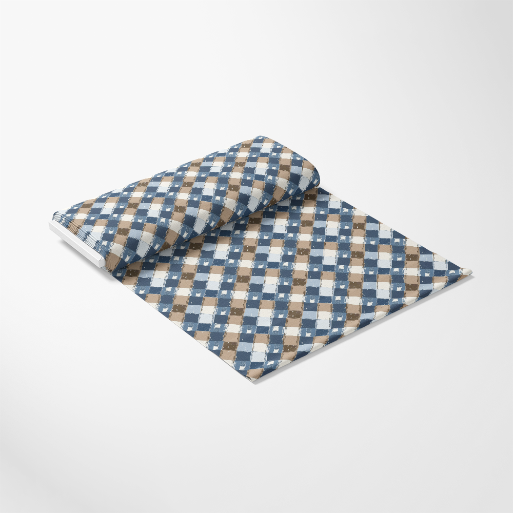 Blue and Brown Gingham Pattern 3 Quilting Cotton Fabric, quilting cotton fabric, blue, brown, gingham, checkered, plaid, cotton textile, fabric material, sewing fabric, craft fabric, soft fabric, traditional fabric, premium cotton fabric, yardage fabric, American made fabric
