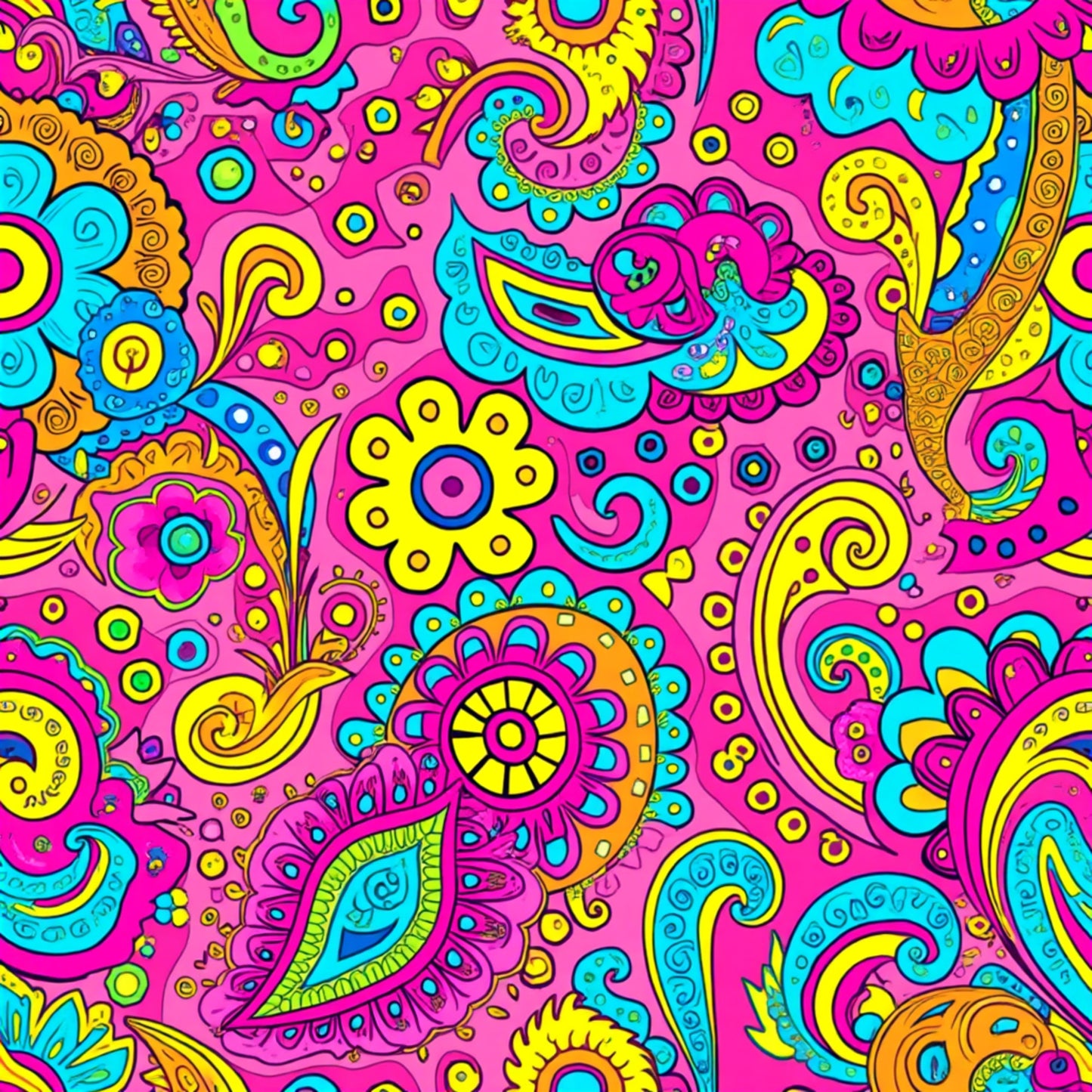Bright Preppy Paisley Pattern 18 Quilting Cotton Fabric