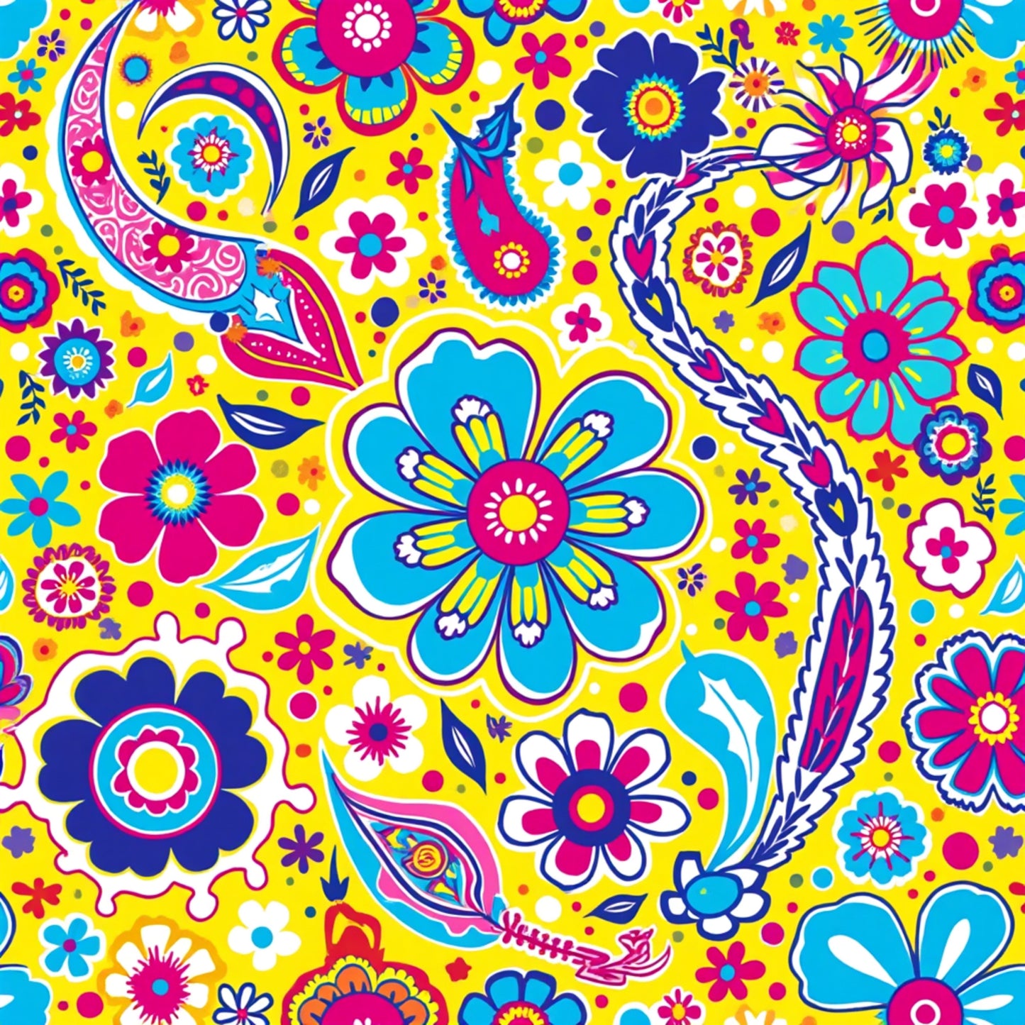 Bright Preppy Paisley Pattern 4 Quilting Cotton Fabric