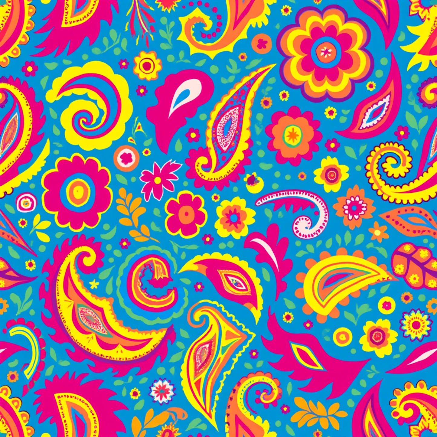 Bright Preppy Paisley Pattern 9 Quilting Cotton Fabric