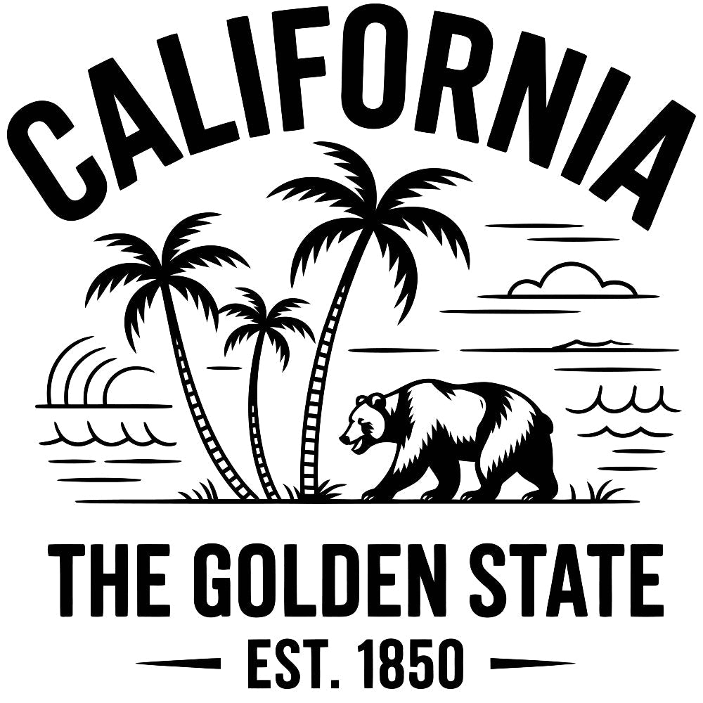 California Black and White Fabric Panel
