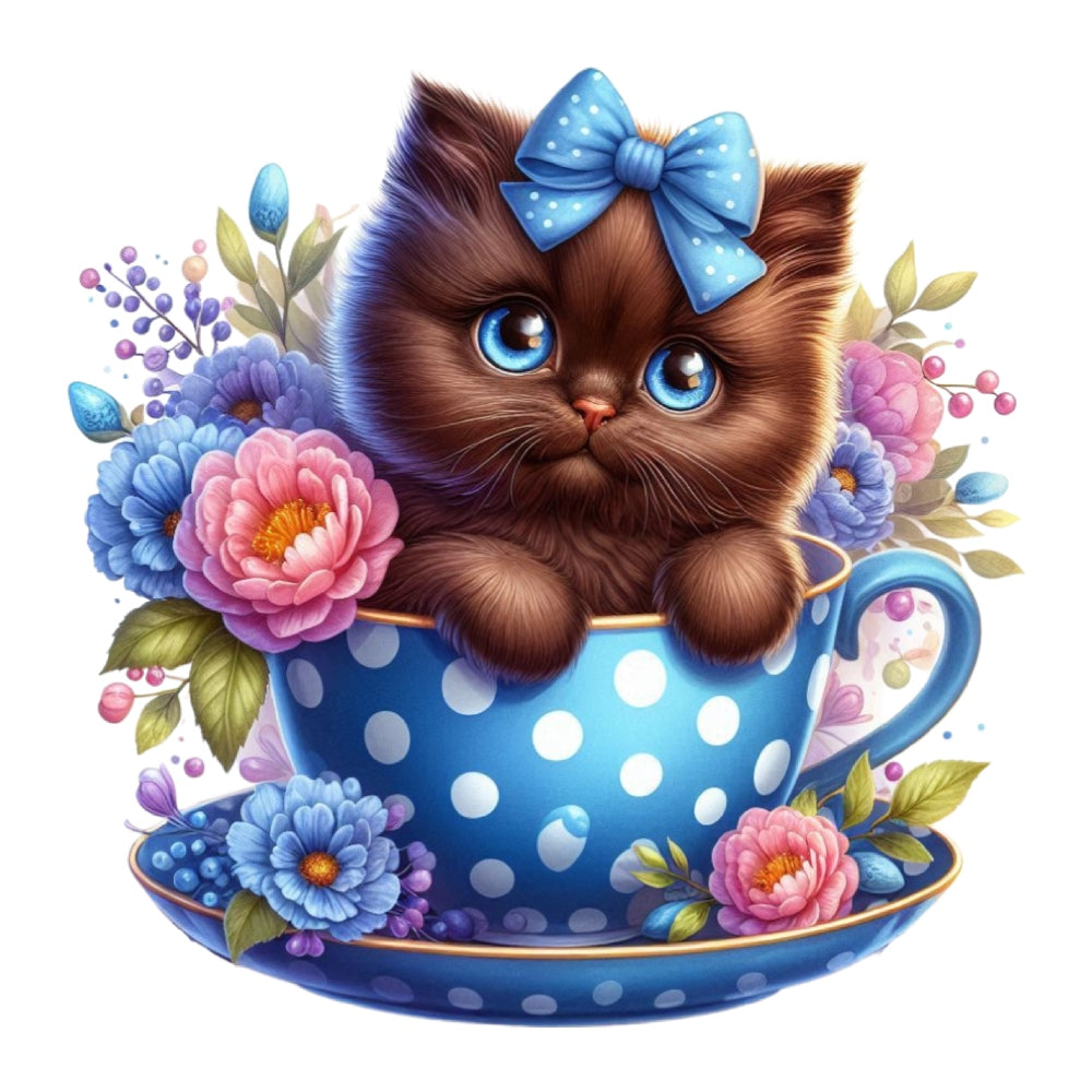 Cats in Tea Cups Fabric Panel 13