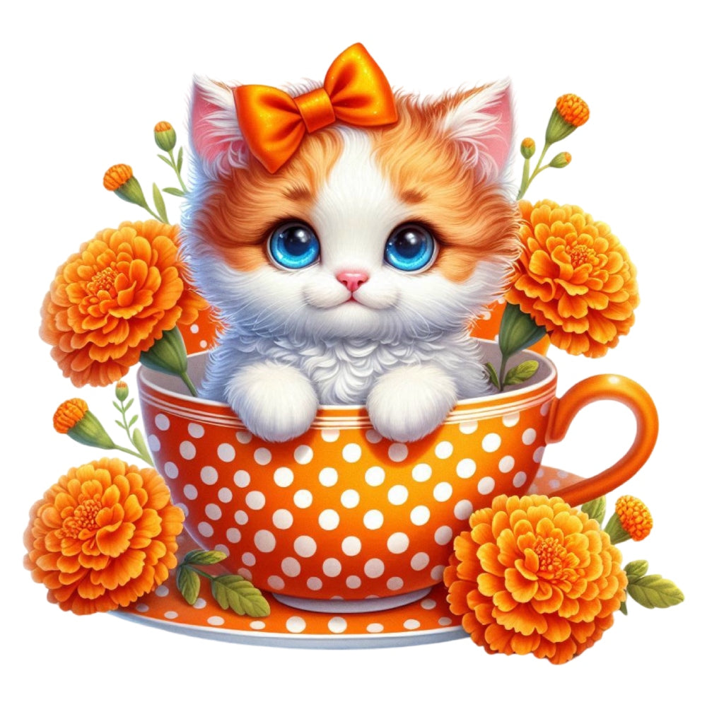 Cats in Tea Cups Fabric Panel 16