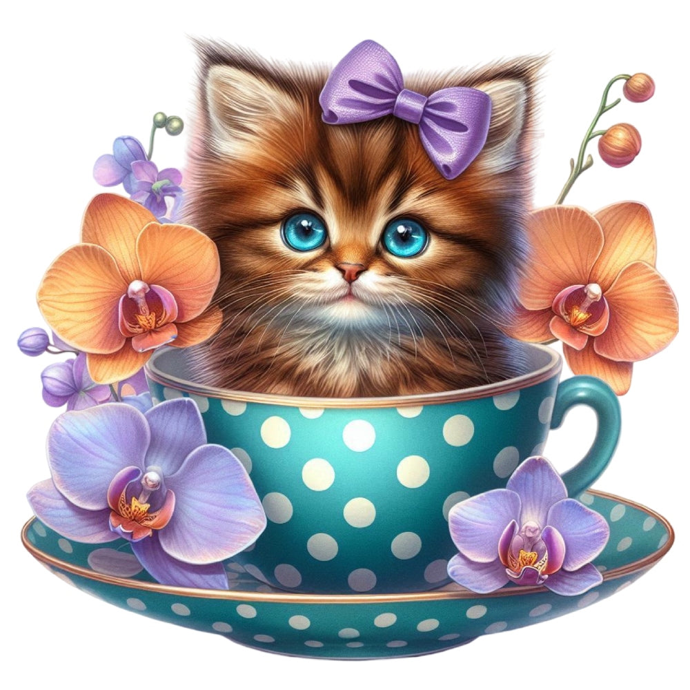 Cats in Tea Cups Fabric Panel 24
