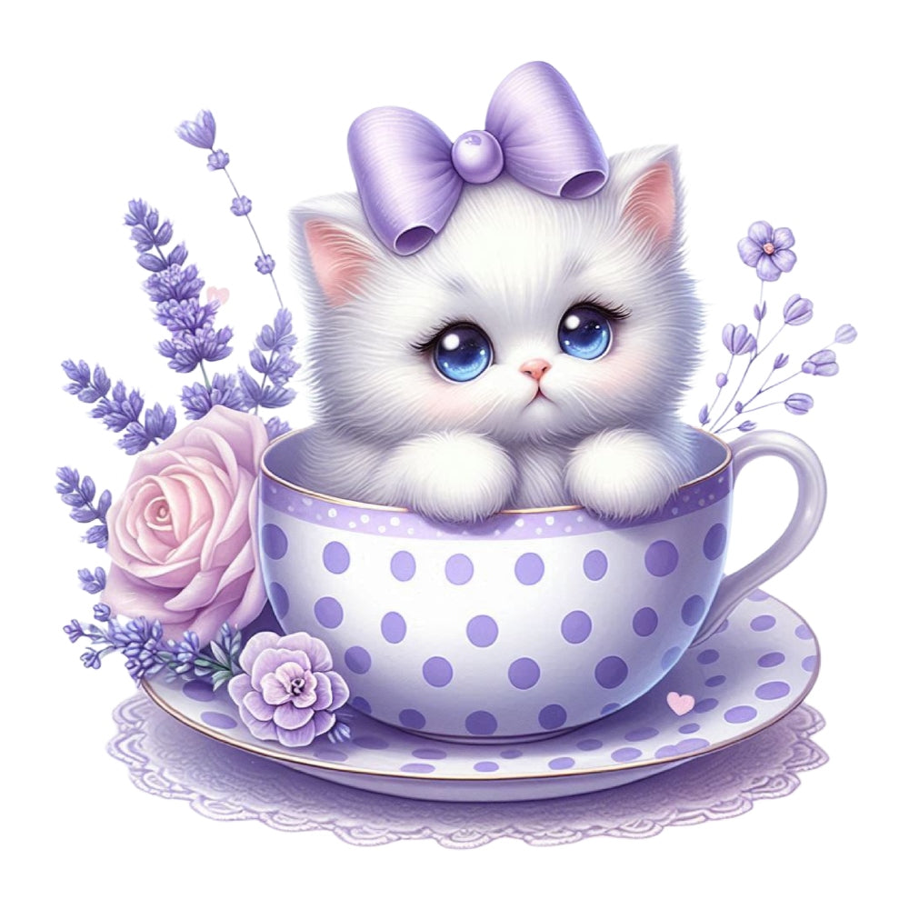 Cats in Tea Cups Fabric Panel 30