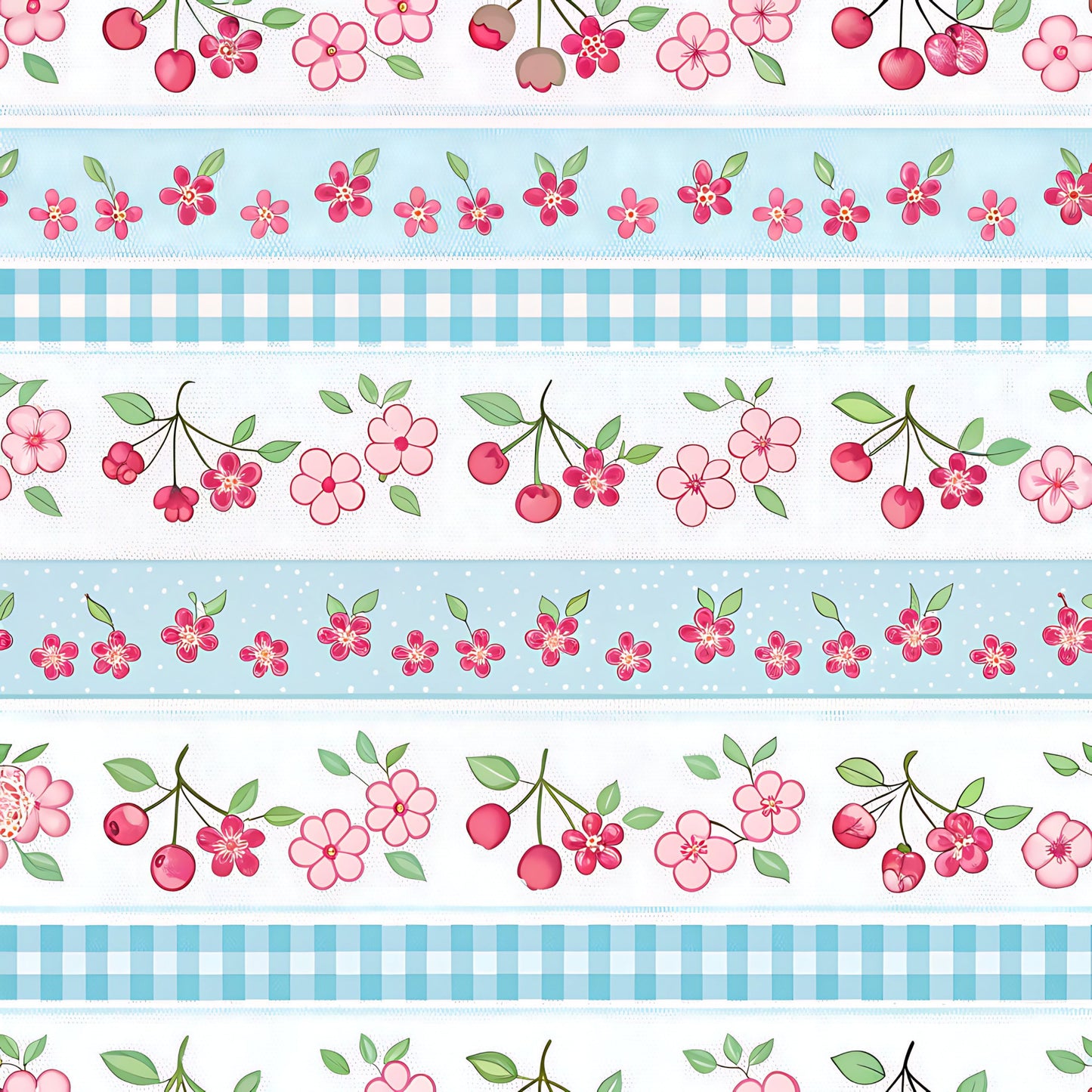 Cherry Floral Pattern 12 Quilting Cotton Fabric
