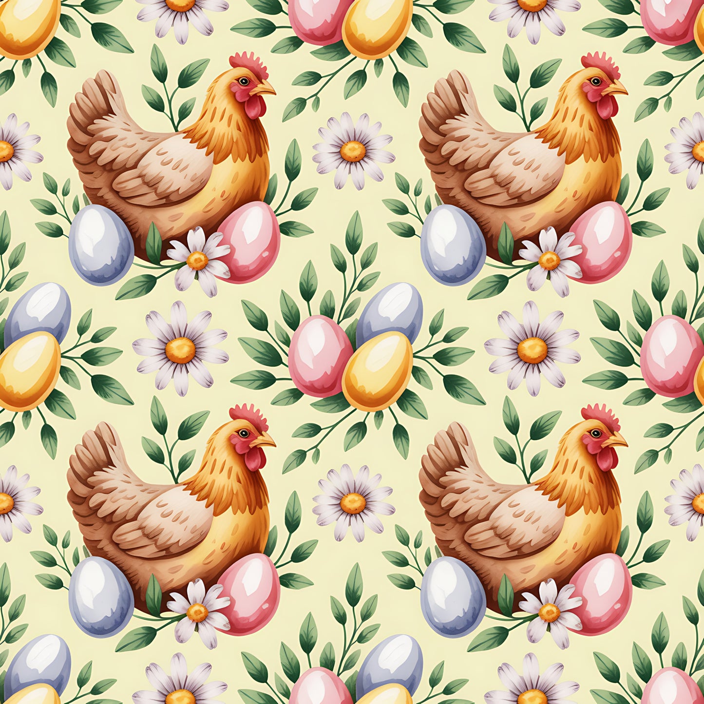 Chicken and Eggs Pattern 13 Quilting Cotton Fabric