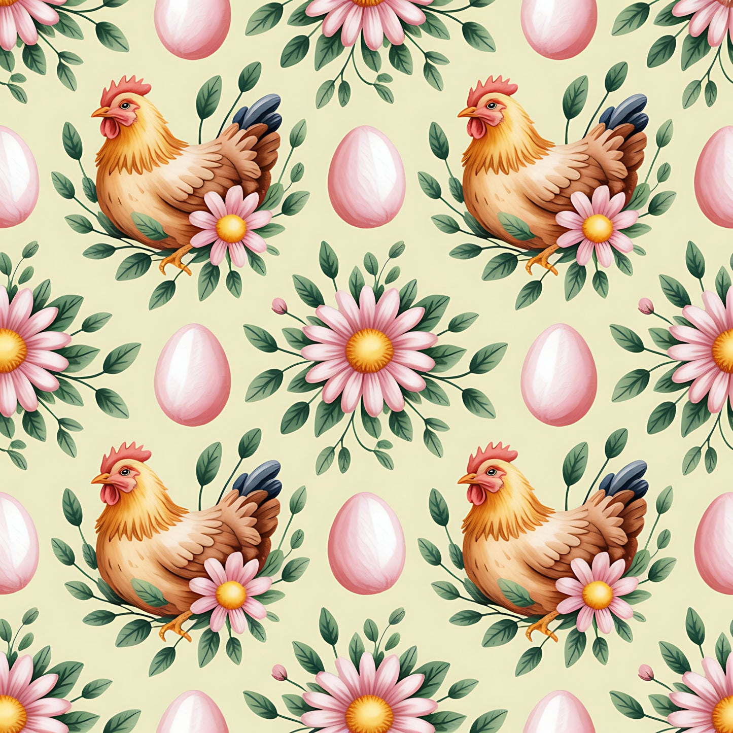 Chickens and Eggs Pattern 11 Quilting Cotton Fabric