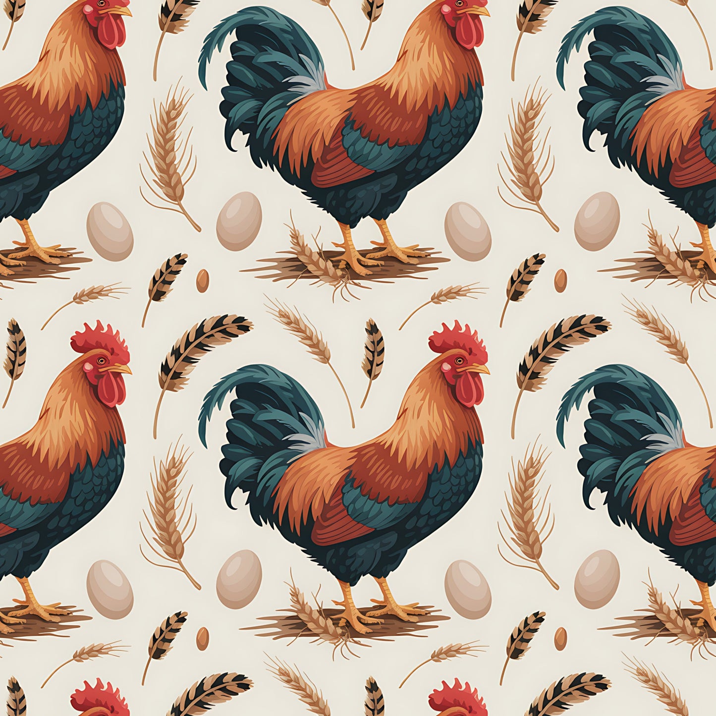 Chickens and Eggs Pattern 1 Quilting Cotton Fabric