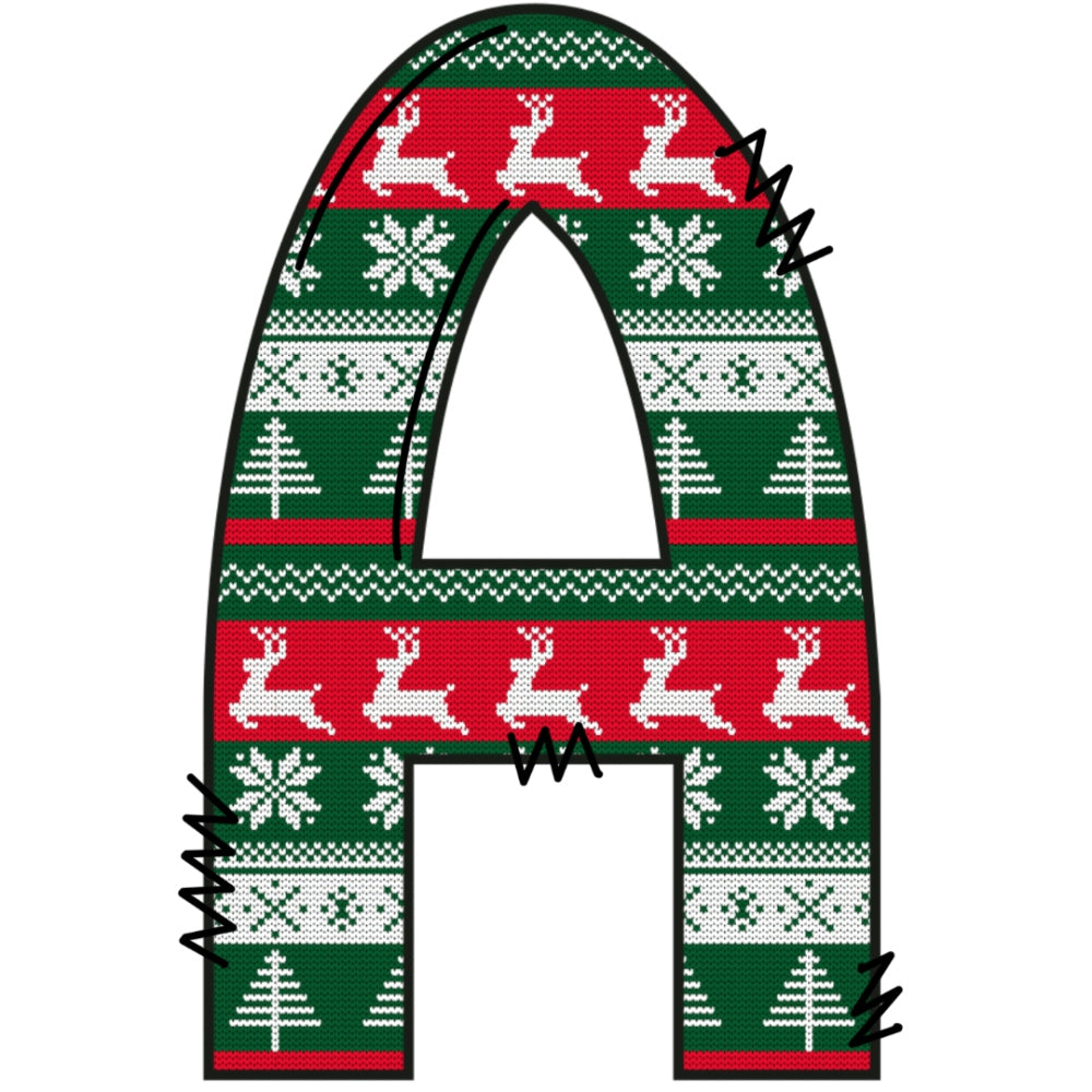 Christmas Sweaters Letter A Fabric Panel