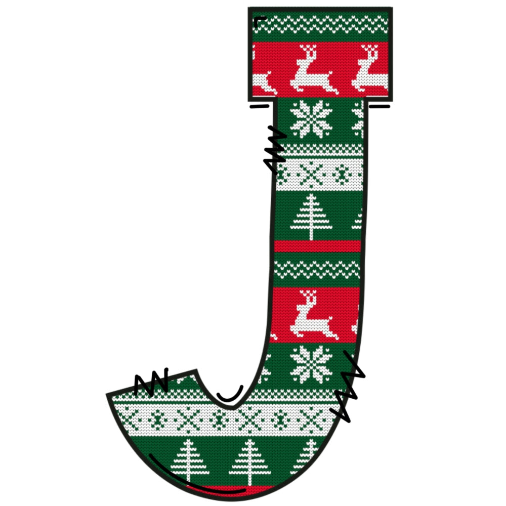 Christmas Sweaters Letter J Fabric Panel