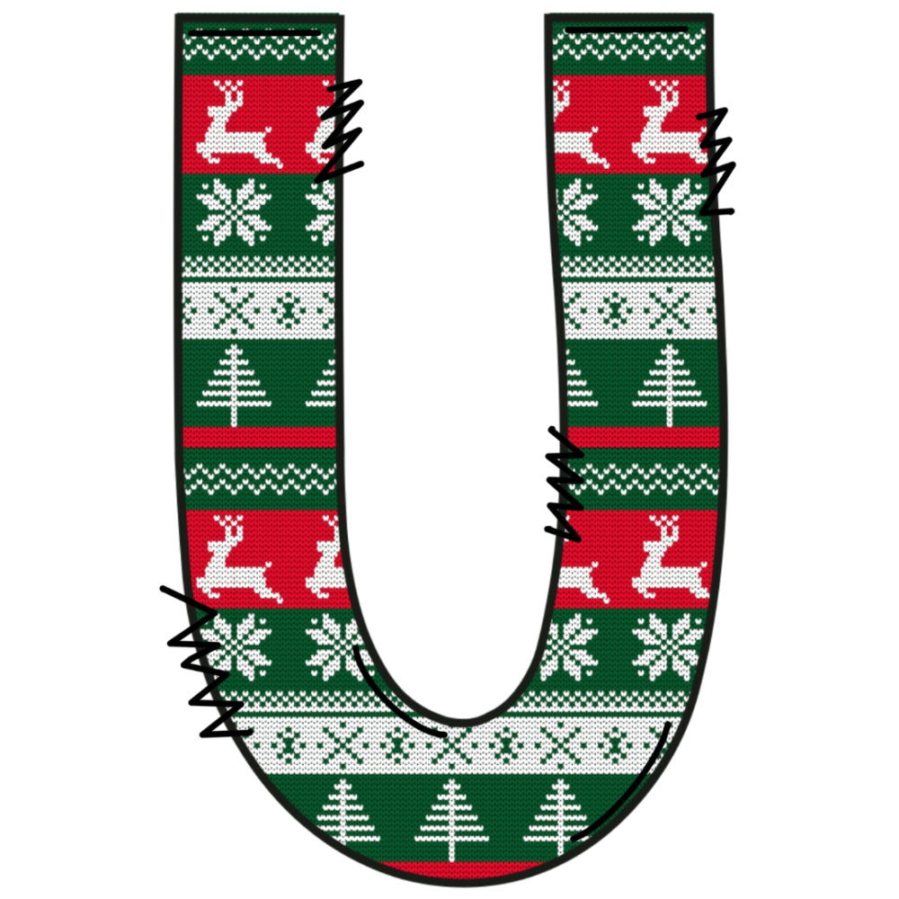 Christmas Sweaters Letter U Fabric Panel