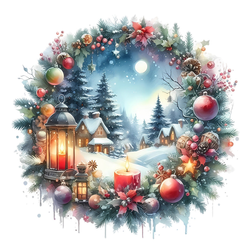 Christmas Winter Scene 14 Fabric Panel