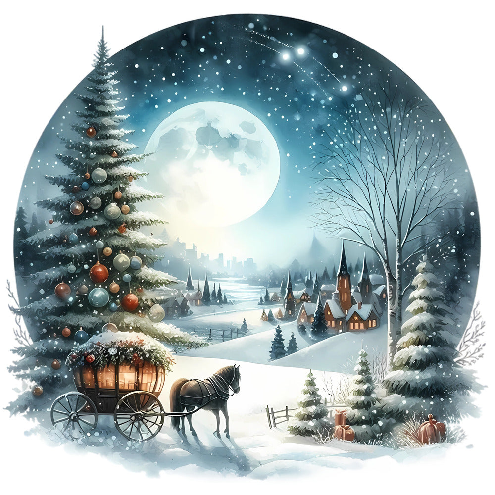 Christmas Winter Scene 25 Fabric Panel