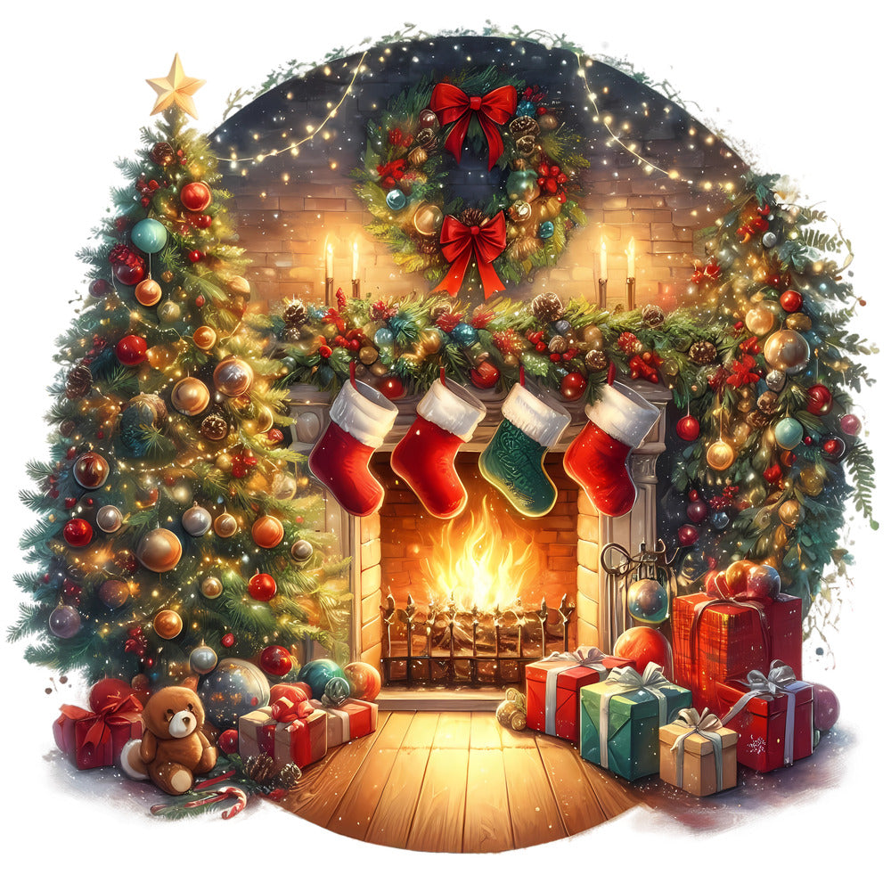 Christmas Winter Scene 32 Fabric Panel