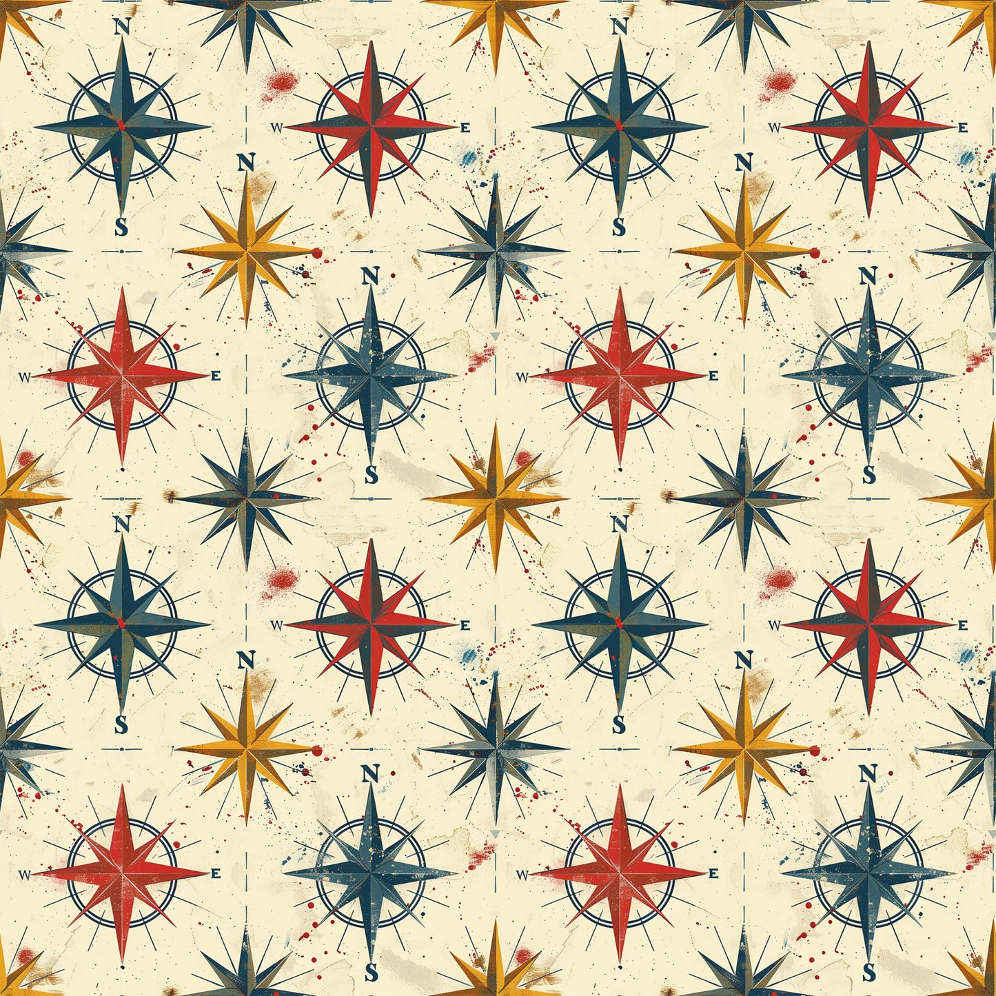 Classic Compass Rose Pattern 1 Quilting Cotton Fabric