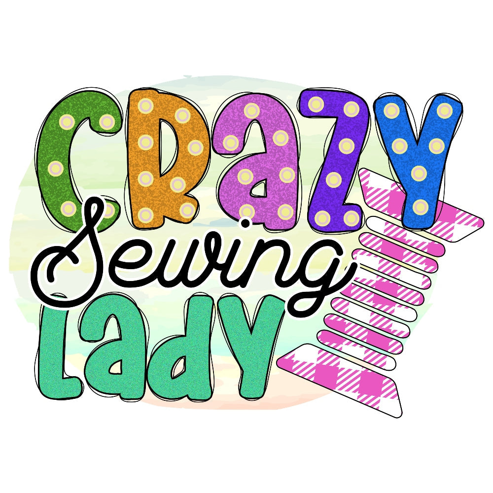Crazy Sewing Lady Fabric Panel