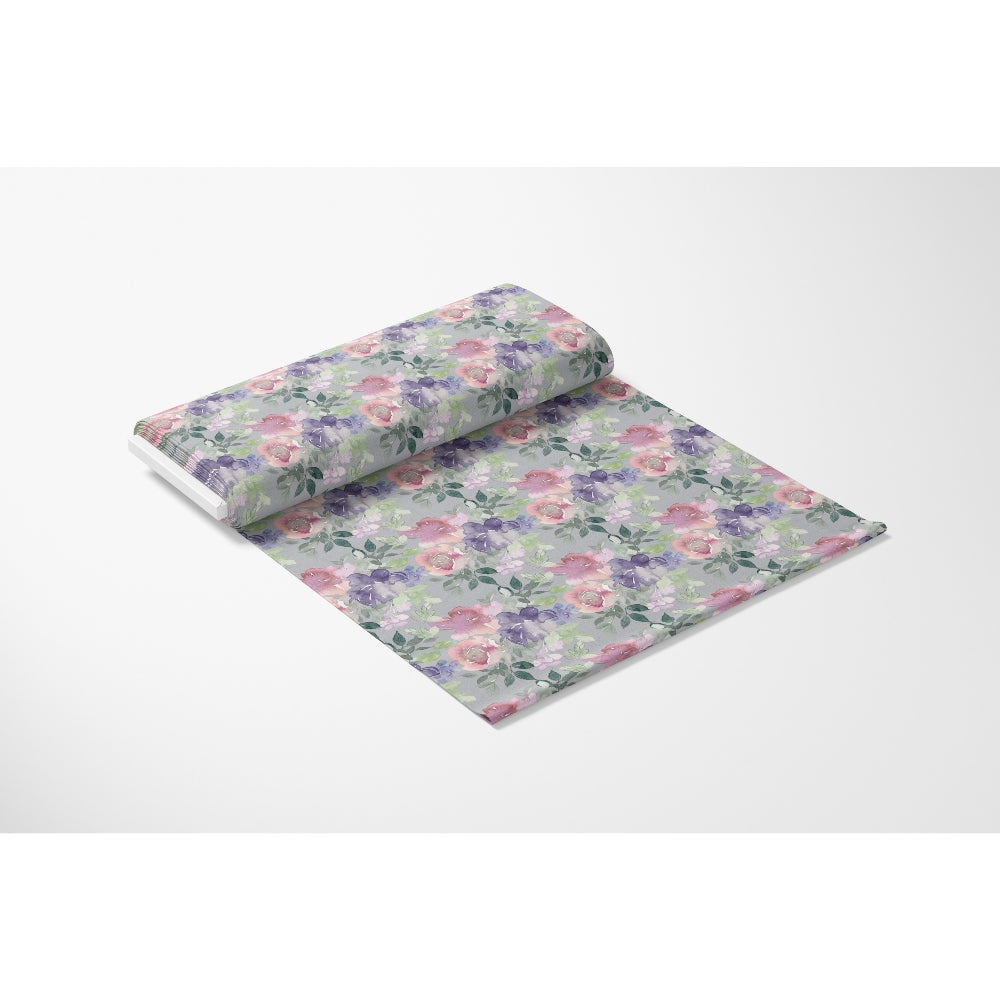 Watercolor Floral Art Pattern 1 Quilting Cotton Fabric, quilting, cotton, fabric, floral, watercolor, pastel, pink, purple, green, leaves, bouquet, textile, yardage, soft, smooth, decorative