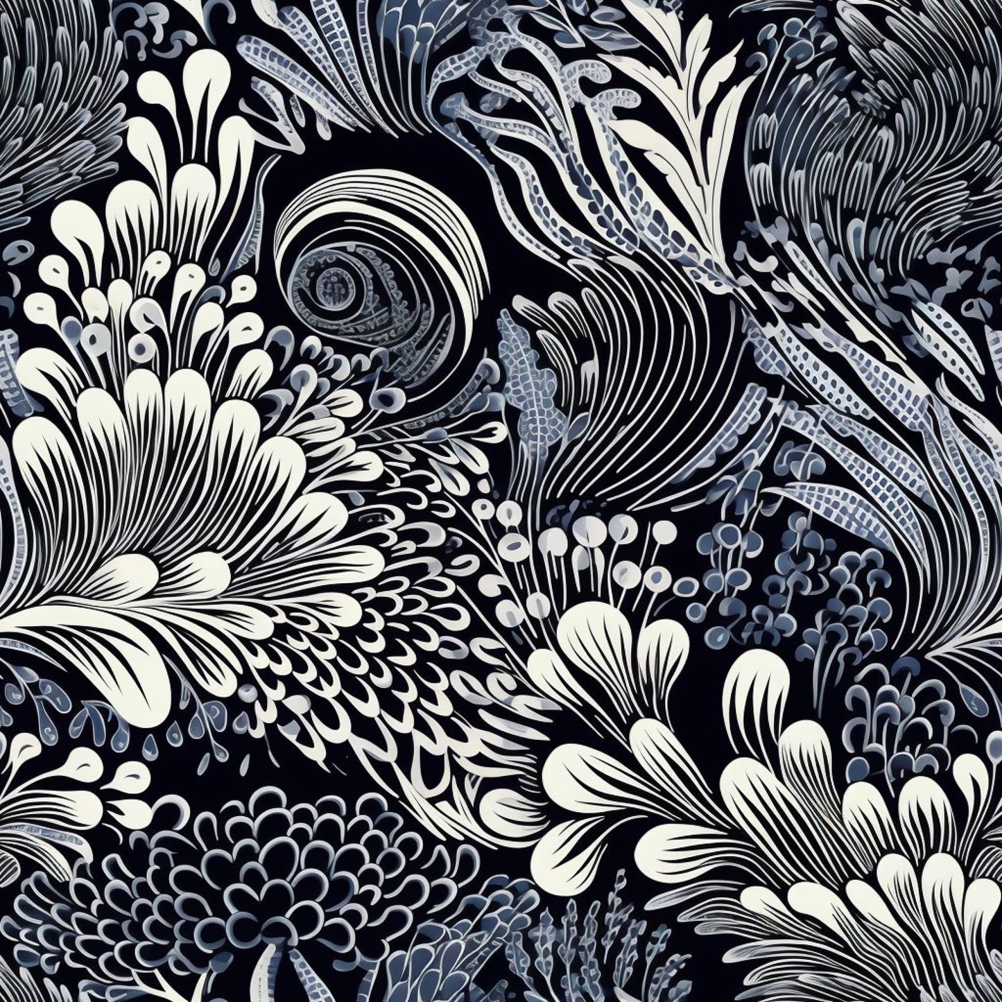 Dark Black Moon Pattern 11 Quilting Cotton Fabric